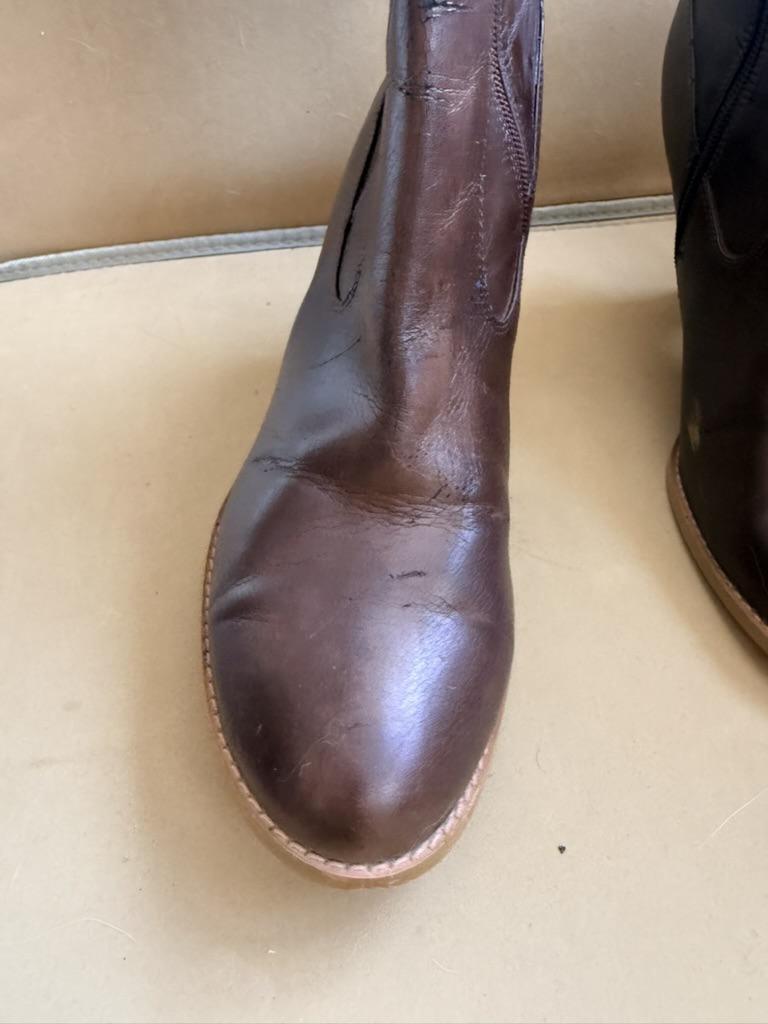Brown Genuine Leather Knee High Boots Size 8 Heeled Side Zip image 8