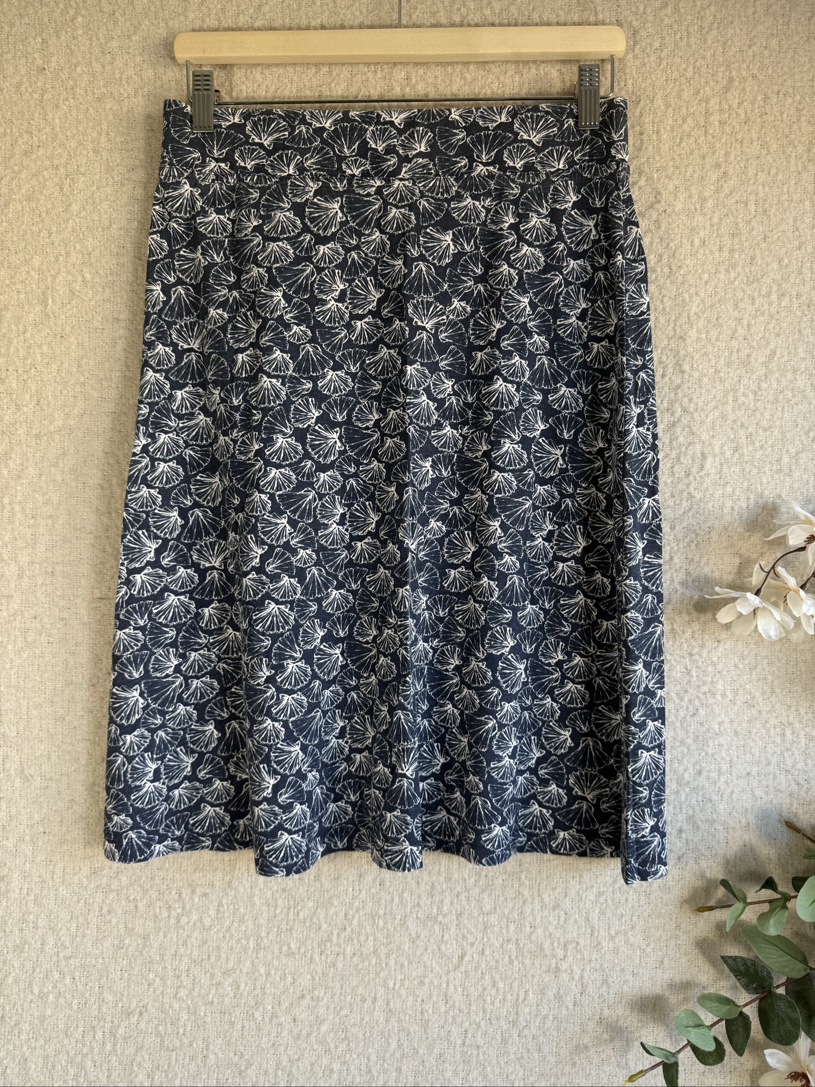 Mountain Warehouse Navy & White Printed A-Line Skirt UK 12 Casual Summer