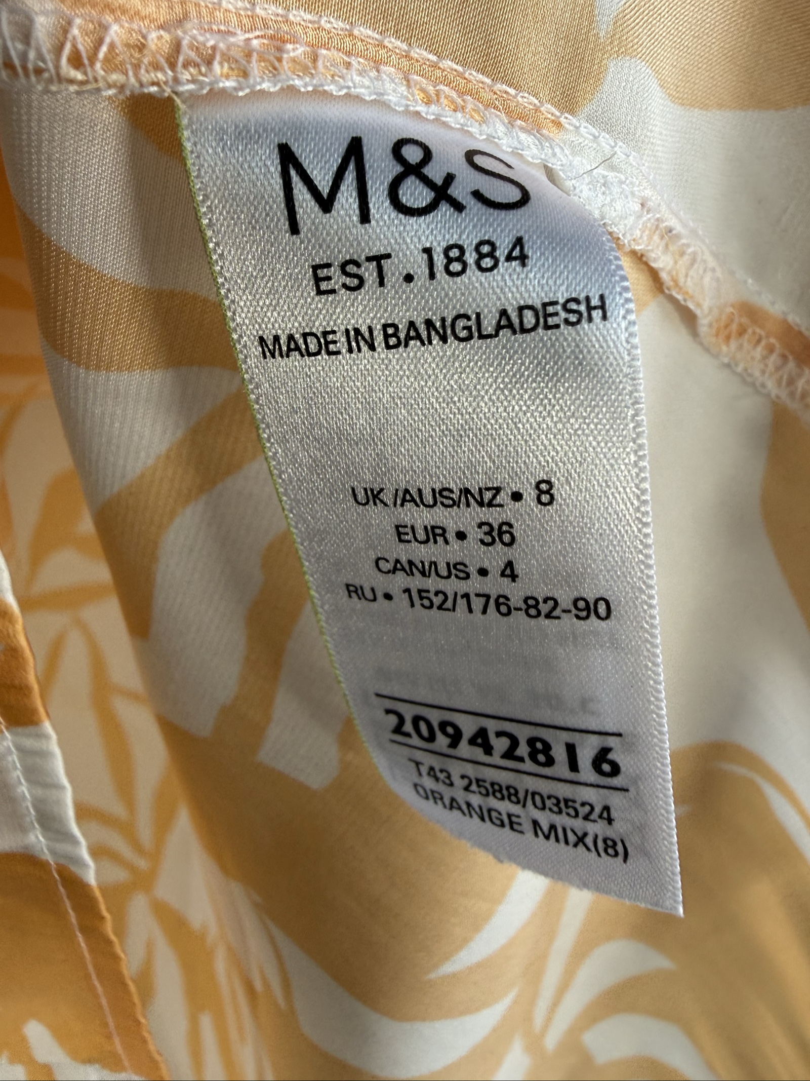 M&S Orange & White Sleeveless Tie Neck Blouse UK 8 Stylish Summer Top image 5