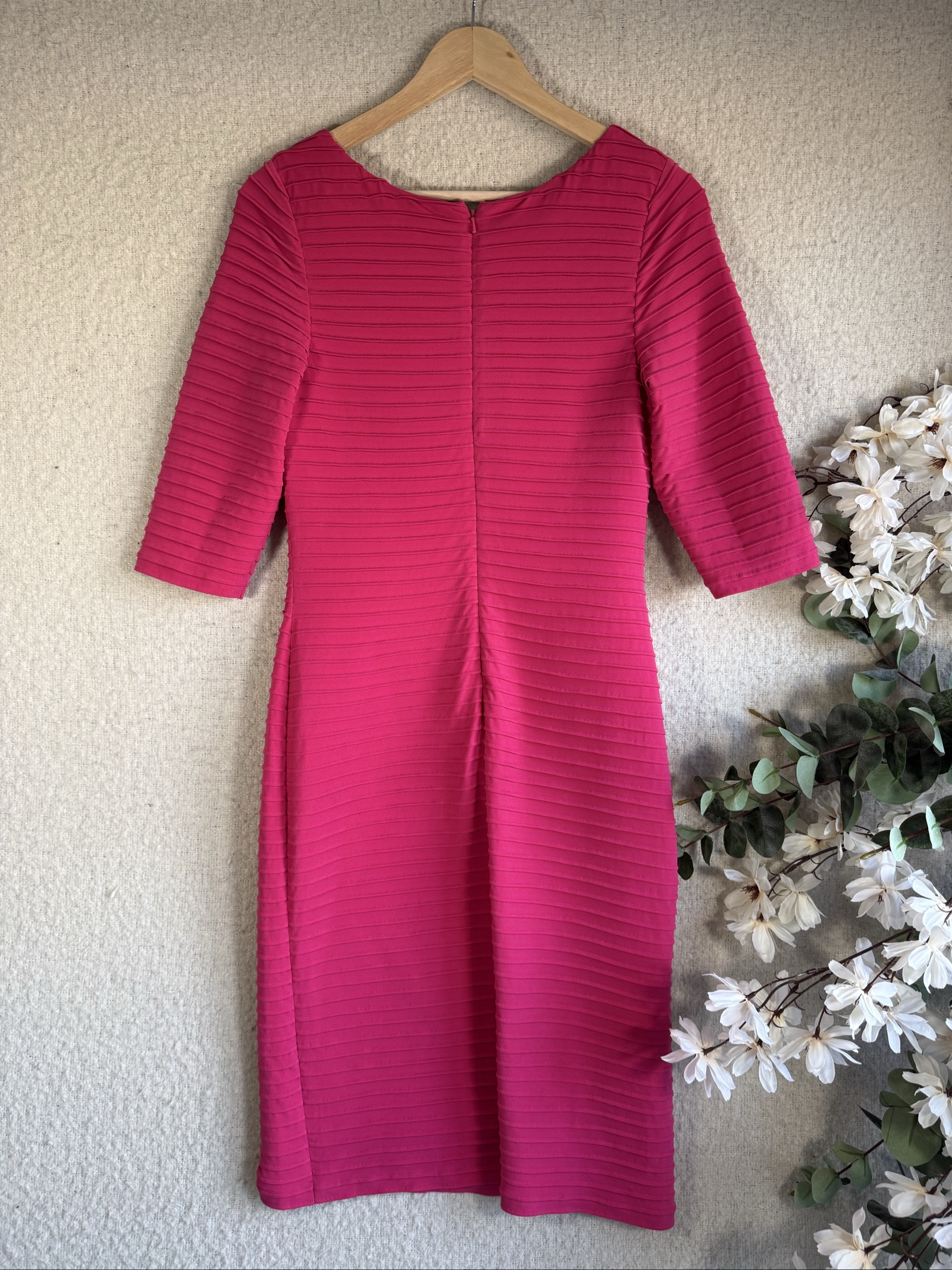 Bernshaw Pink Ribbed Jersey Dress UK 12 Elegant Work Occasion Dress image 4