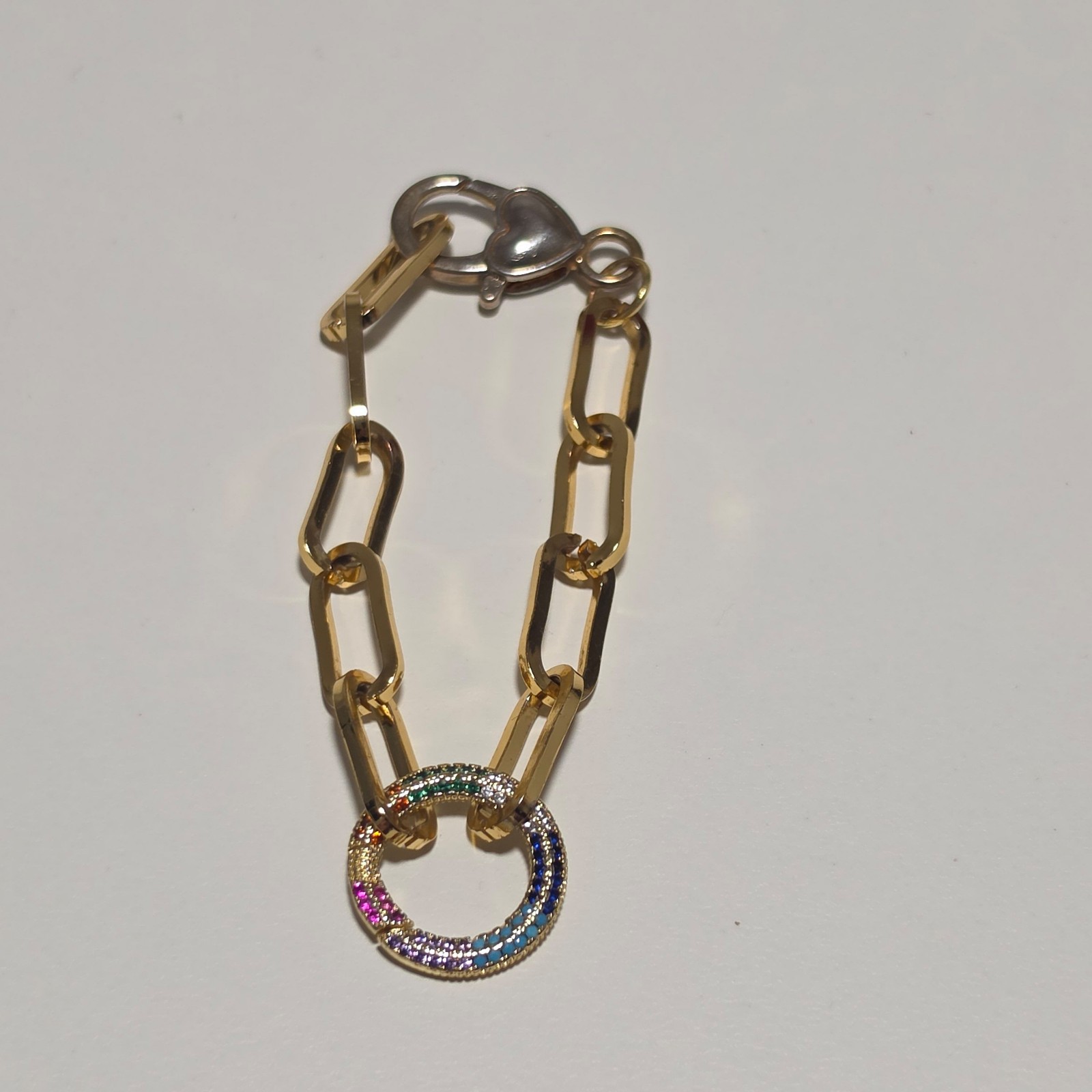 Costume Gold Tone Rainbow Circle Link Chain Bracelet