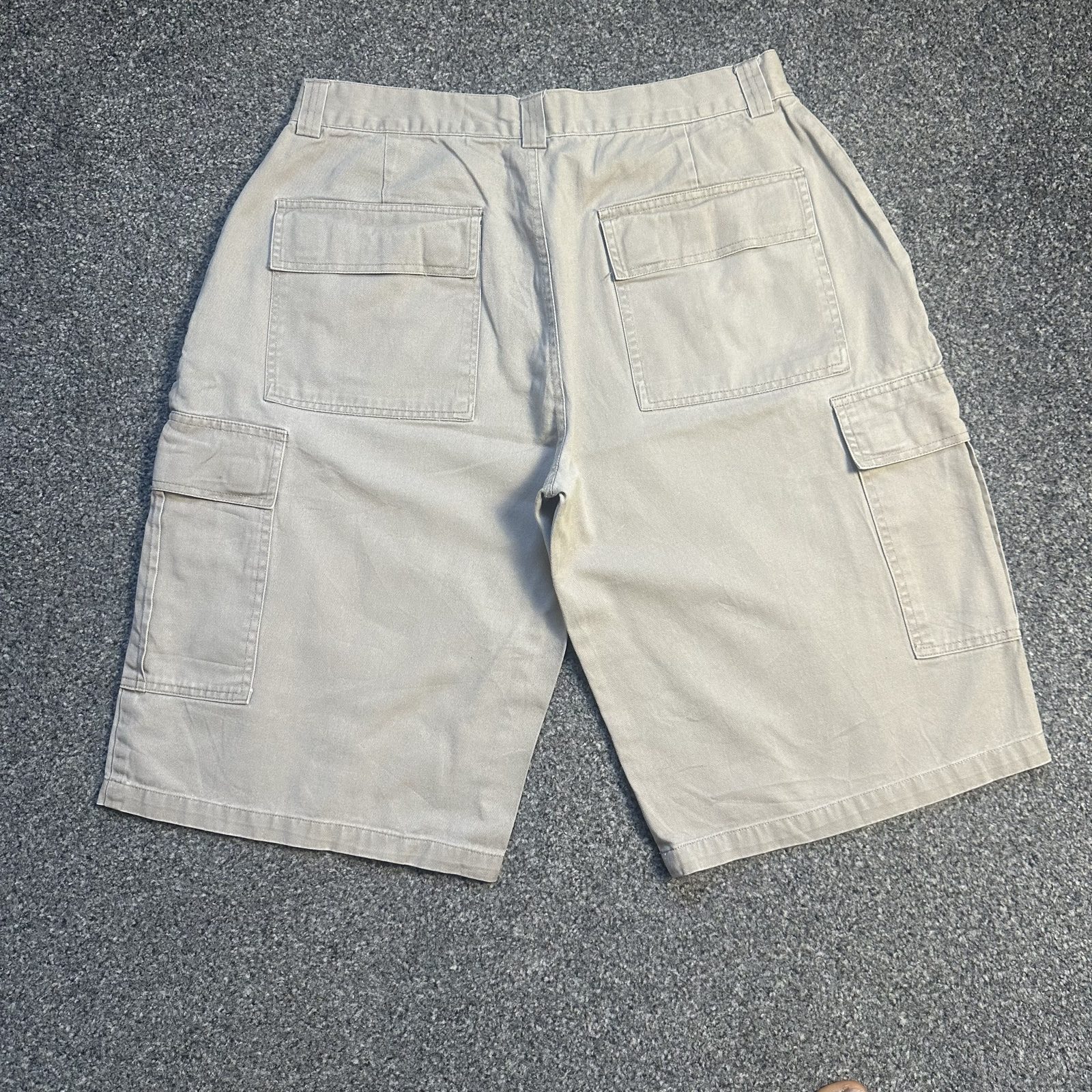 3LFE Y2K Baggy Cargo Shorts Stone Beige Japanese Streetwear Vintage image 2