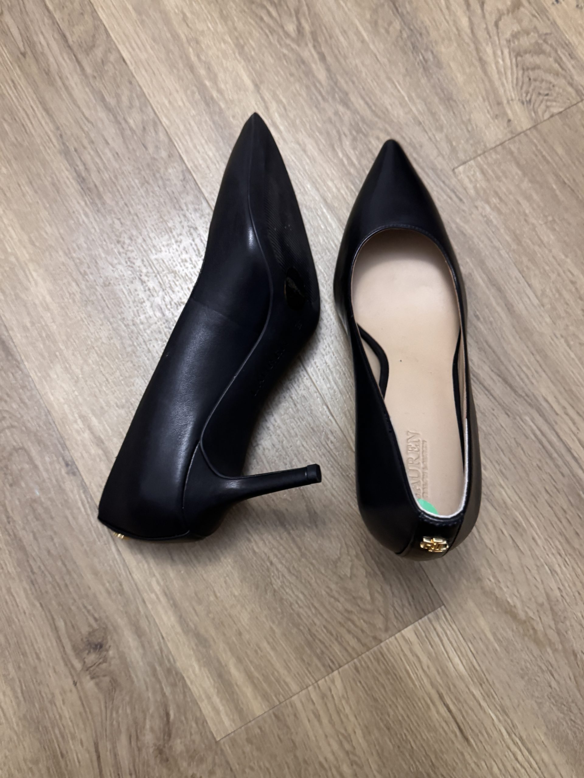 Lauren Ralph Black Leather Pointed Toe Pumps size Euro 37 image 8