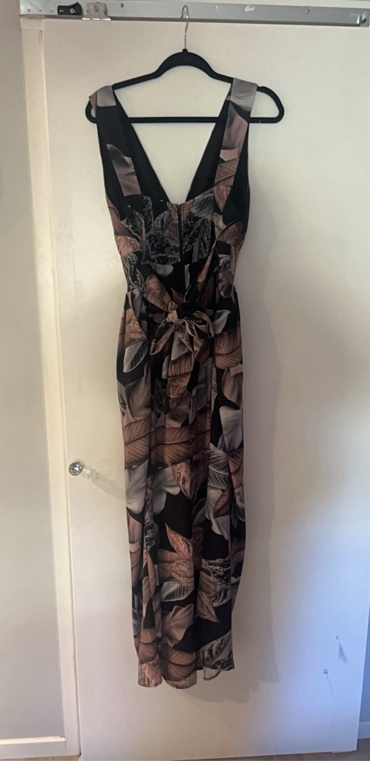 Fresh Soul Black & Brown Leaf Print Maxi Dress Size 16 image 3