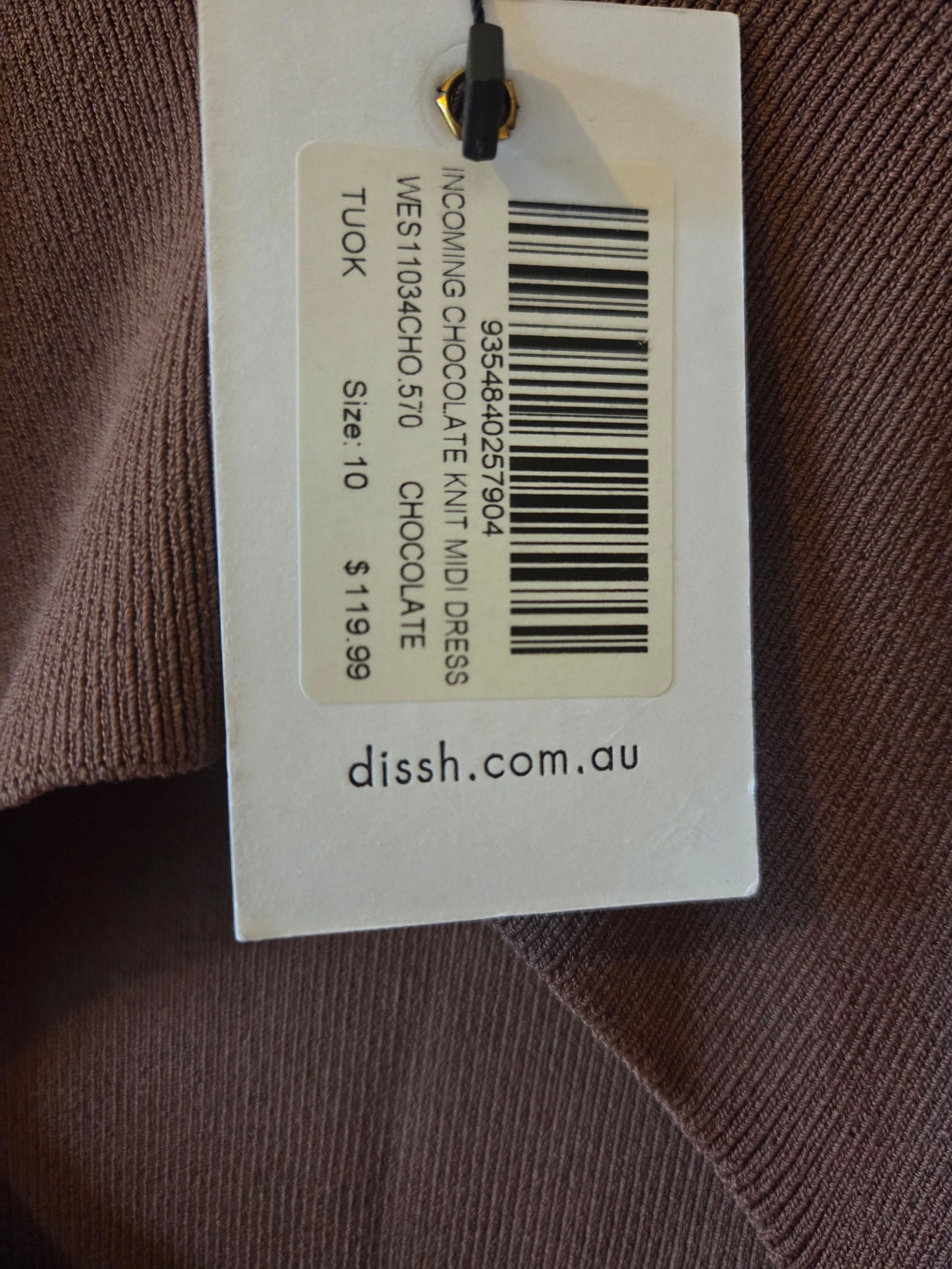 BNWT Dissh Chocolate Knit Midi Dress Size 10 Cutout Detail image 5