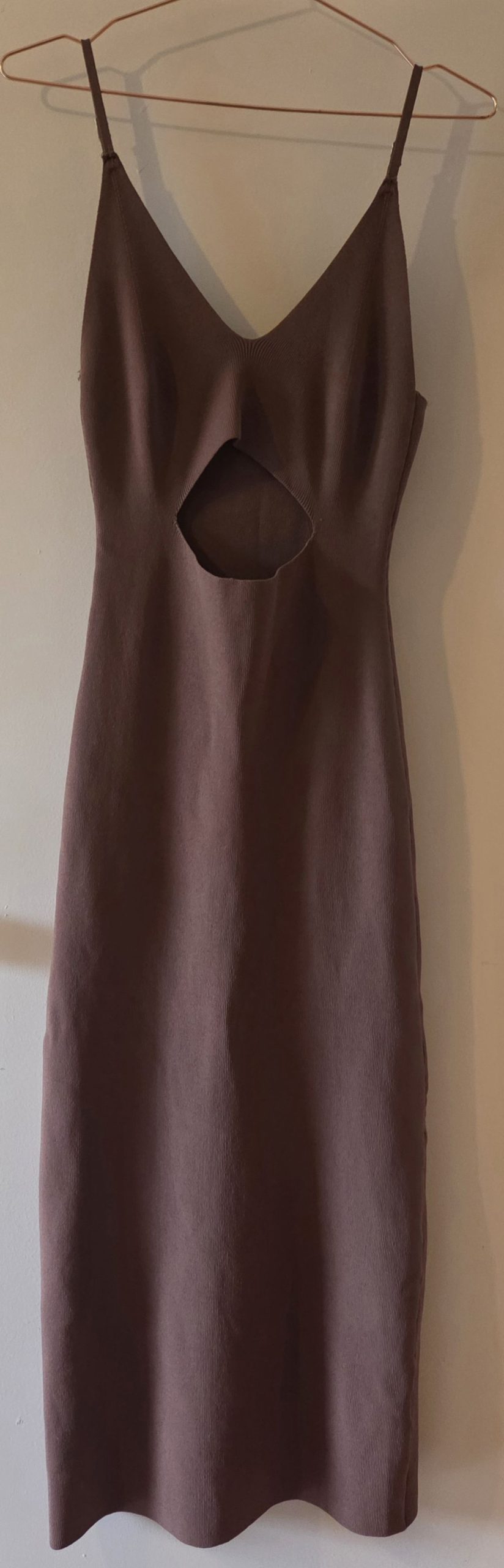 BNWT Dissh Chocolate Knit Midi Dress Size 10 Cutout Detail image 2