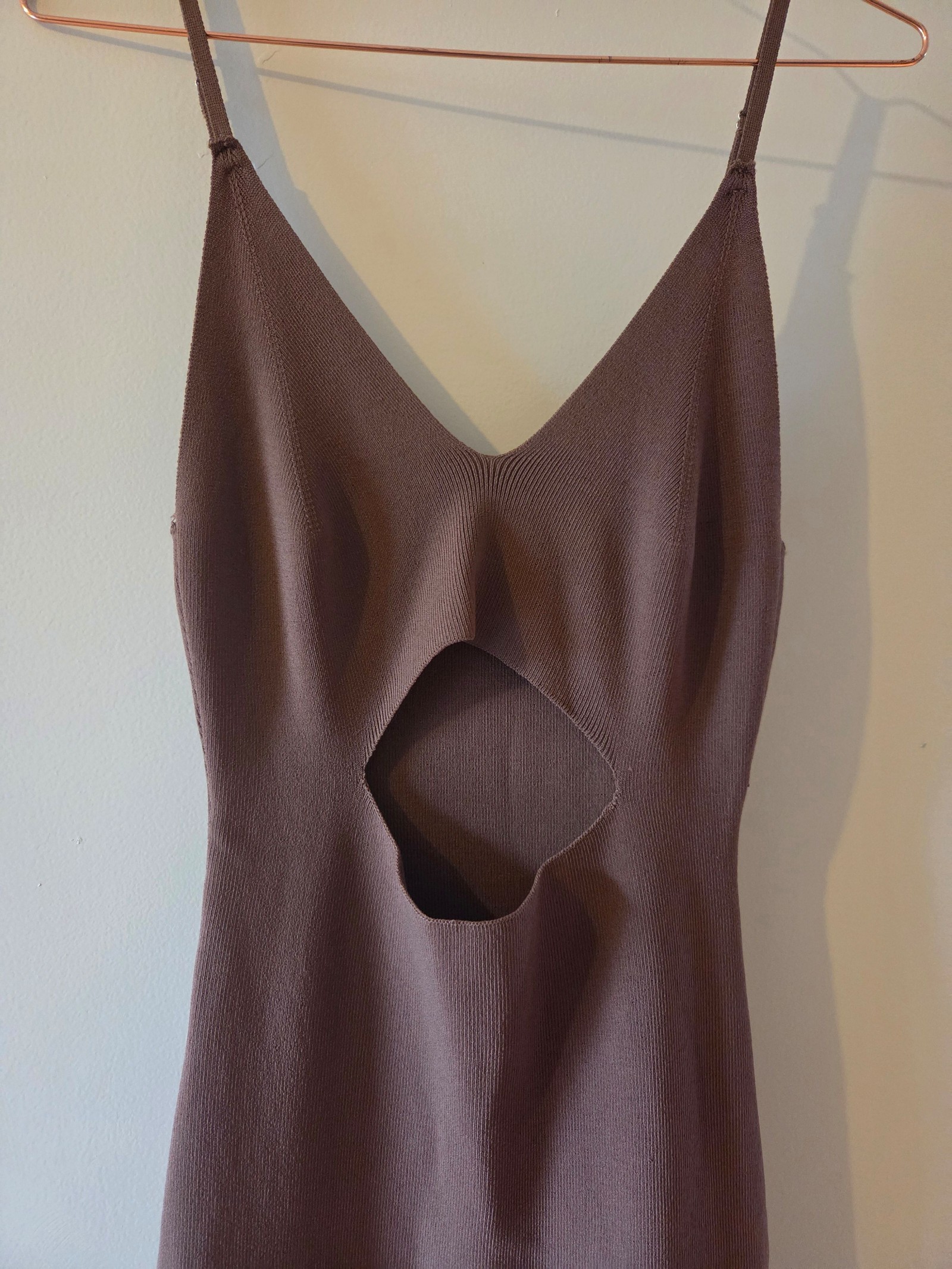 BNWT Dissh Chocolate Knit Midi Dress Size 10 Cutout Detail image 3