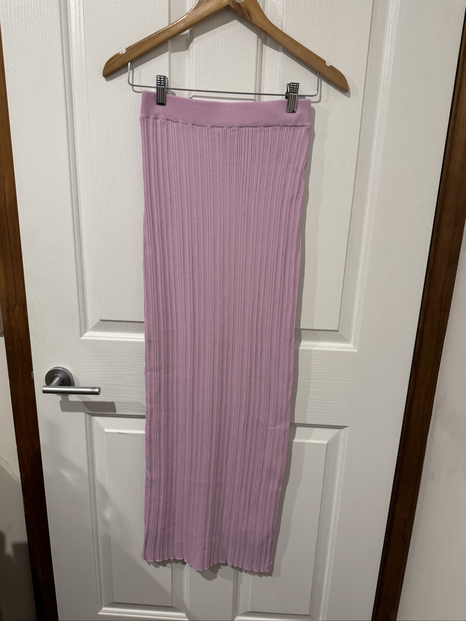 THANNE Lilac Ribbed Knit Skirt M/L Soft Stretch