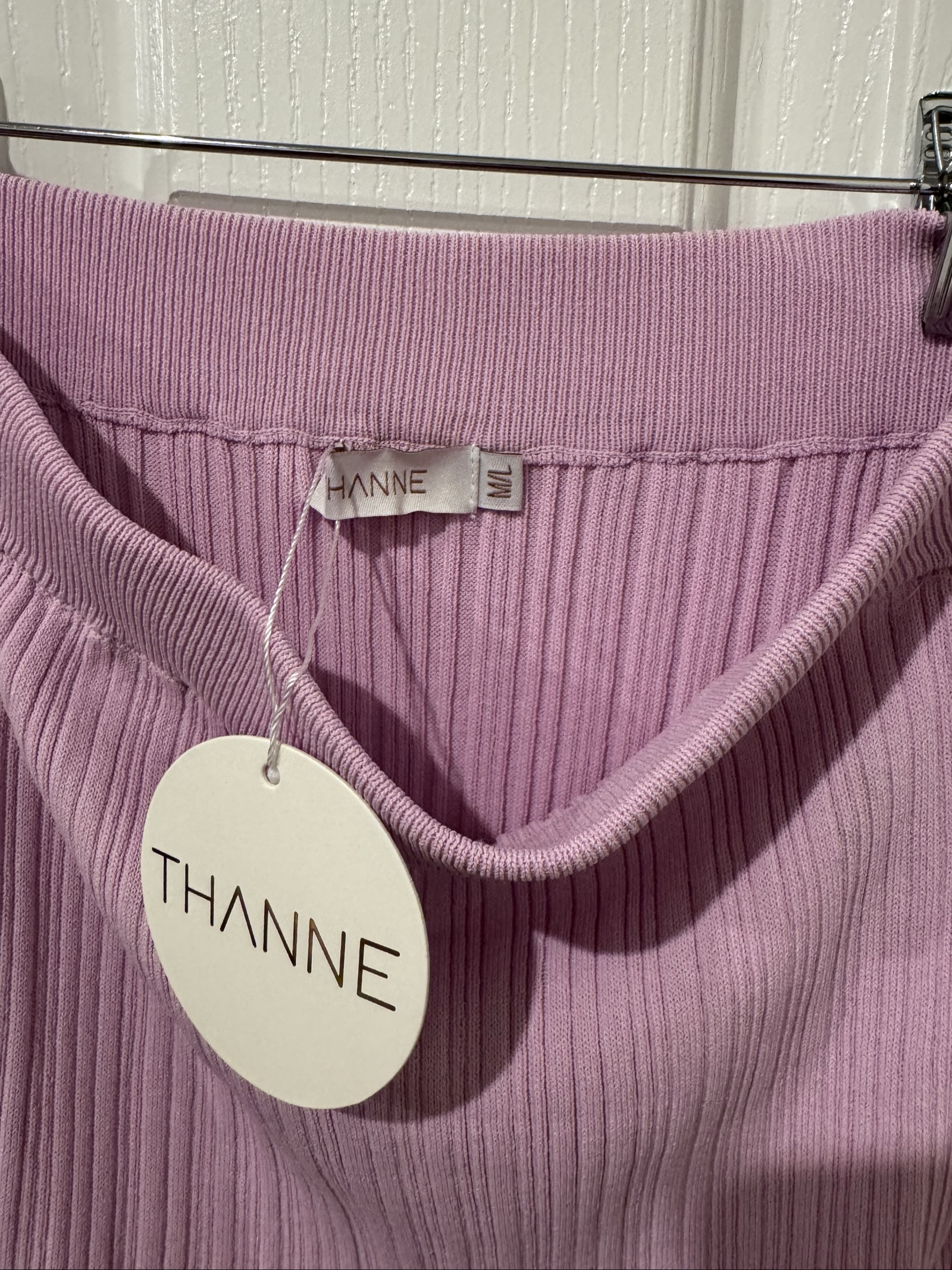 THANNE Lilac Ribbed Knit Skirt M/L Soft Stretch image 2