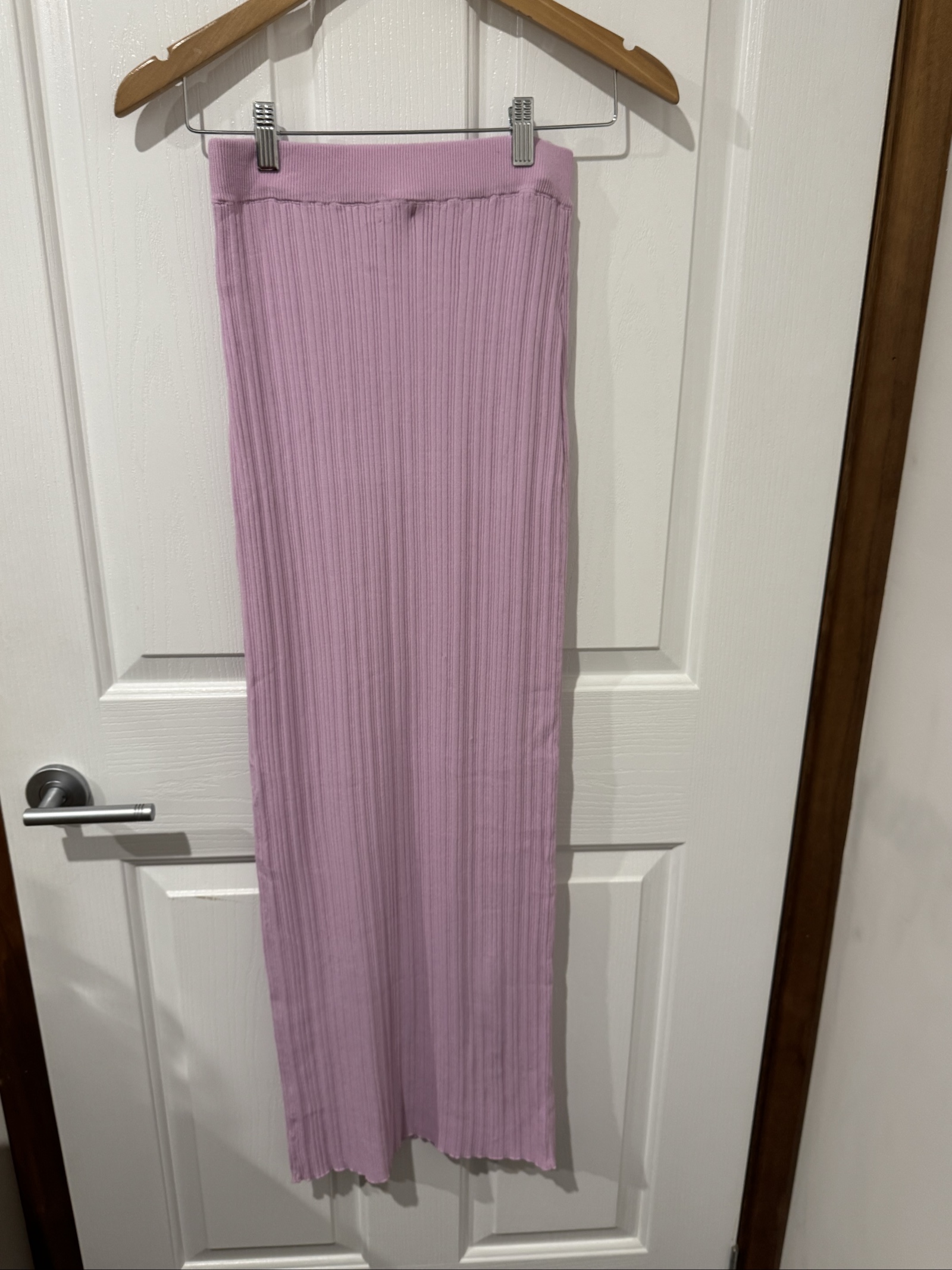 THANNE Lilac Ribbed Knit Skirt M/L Soft Stretch image 3