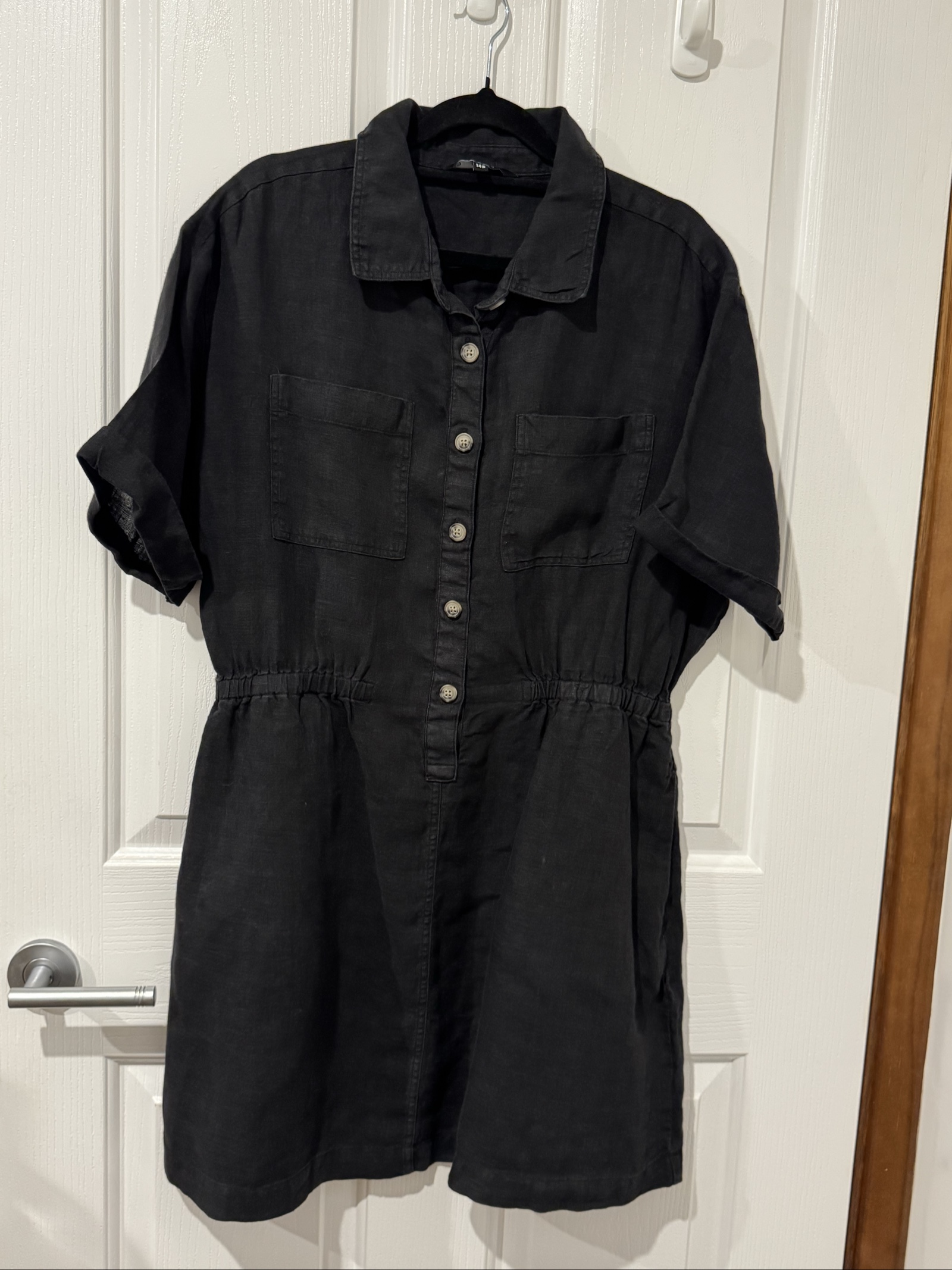 Target Black Shirt Dress Petite 14P Button Front