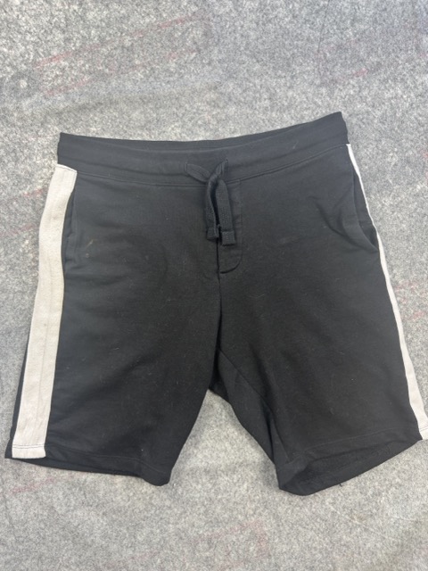 Bershka Black & Grey Cotton Blend Sweat Shorts Large Drawstring Side Stripe
