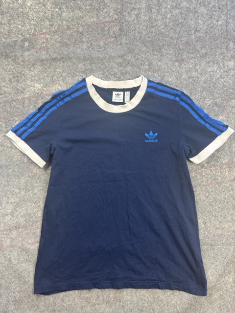 Adidas Navy & Blue Trefoil Ringer T-Shirt UK 14 / M Contrast Rib
