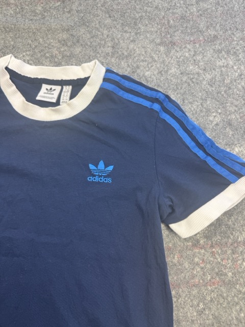 Adidas Navy & Blue Trefoil Ringer T-Shirt UK 14 / M Contrast Rib image 2