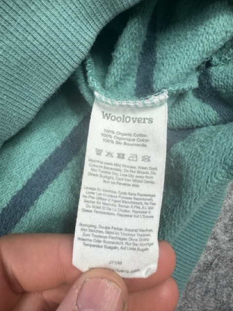 WoolOvers Green & Navy Striped 1/4 Zip Sweatshirt L image 4