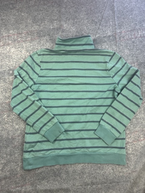 WoolOvers Green & Navy Striped 1/4 Zip Sweatshirt L image 7
