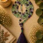 Multicolour Fluorite Jap Mala Necklace – 8mm | 30–32 Inch | Handmade | Certified Gemstone