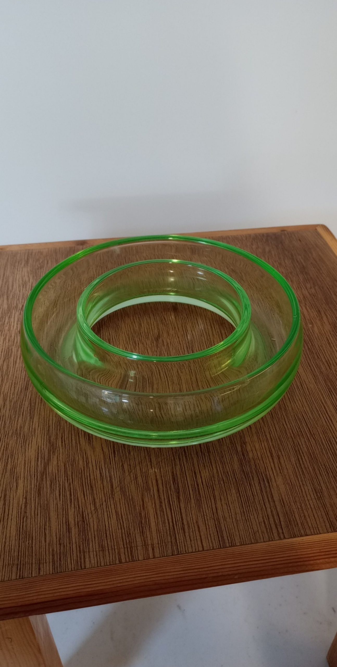 Green Glass Posy Bowl 17 cm Diameter Vintage