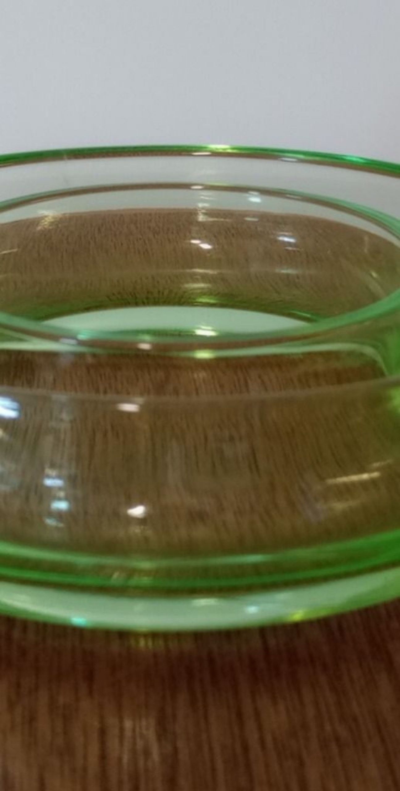 Green Glass Posy Bowl 17 cm Diameter Vintage image 2