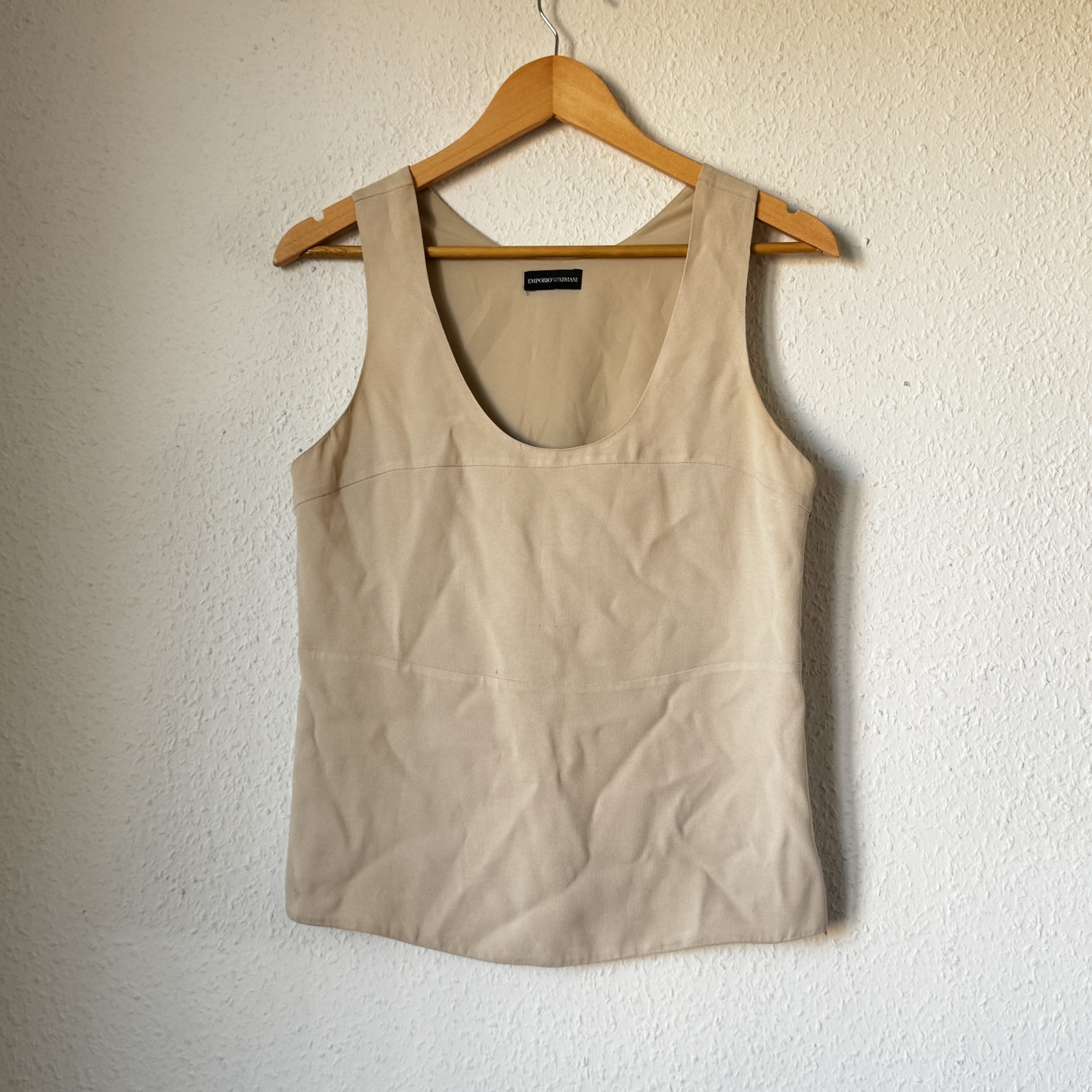 Emporio Armani Beige Sleeveless Top M Cotton Blend 1891