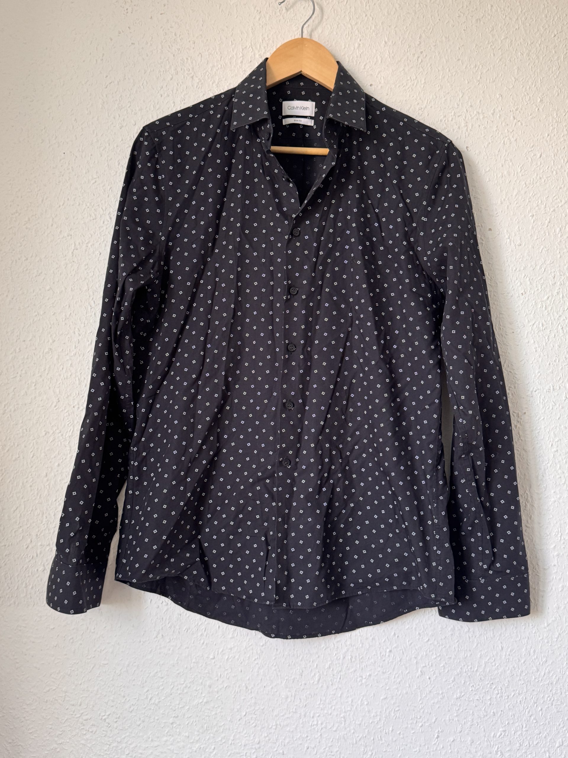 Calvin Klein Black & White Slim Fit Shirt M Cotton 2957