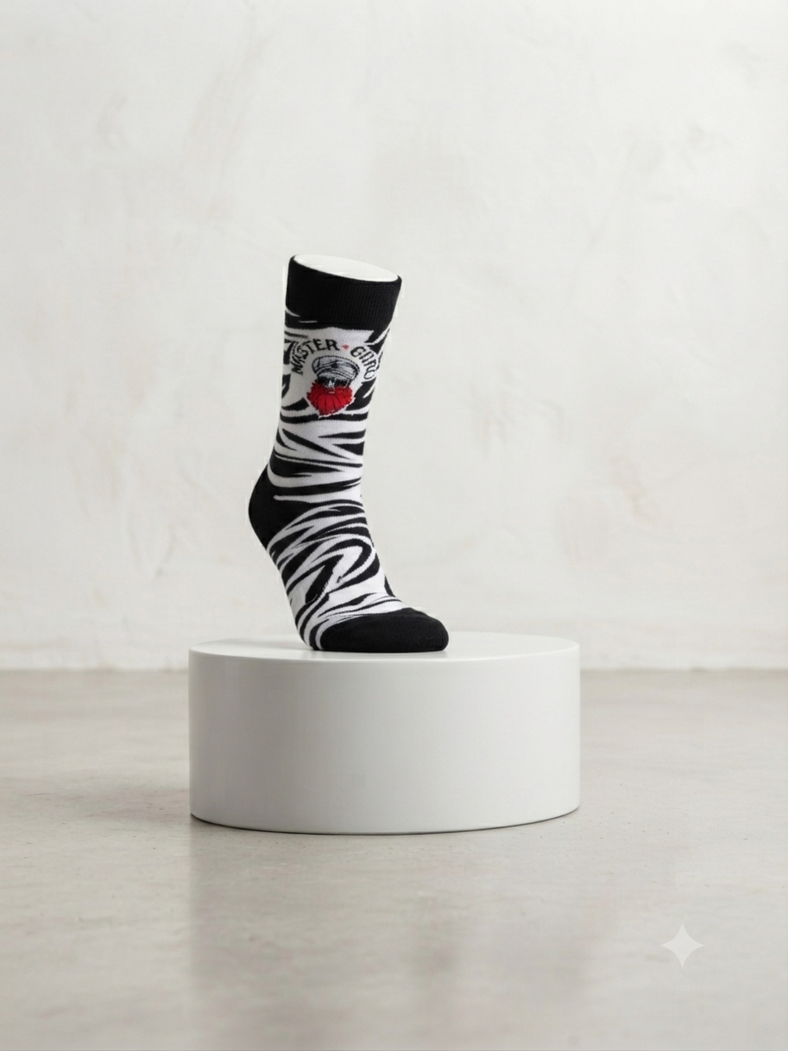 Mister Guru Black & White Zebra Print Socks Men's One Size image 2