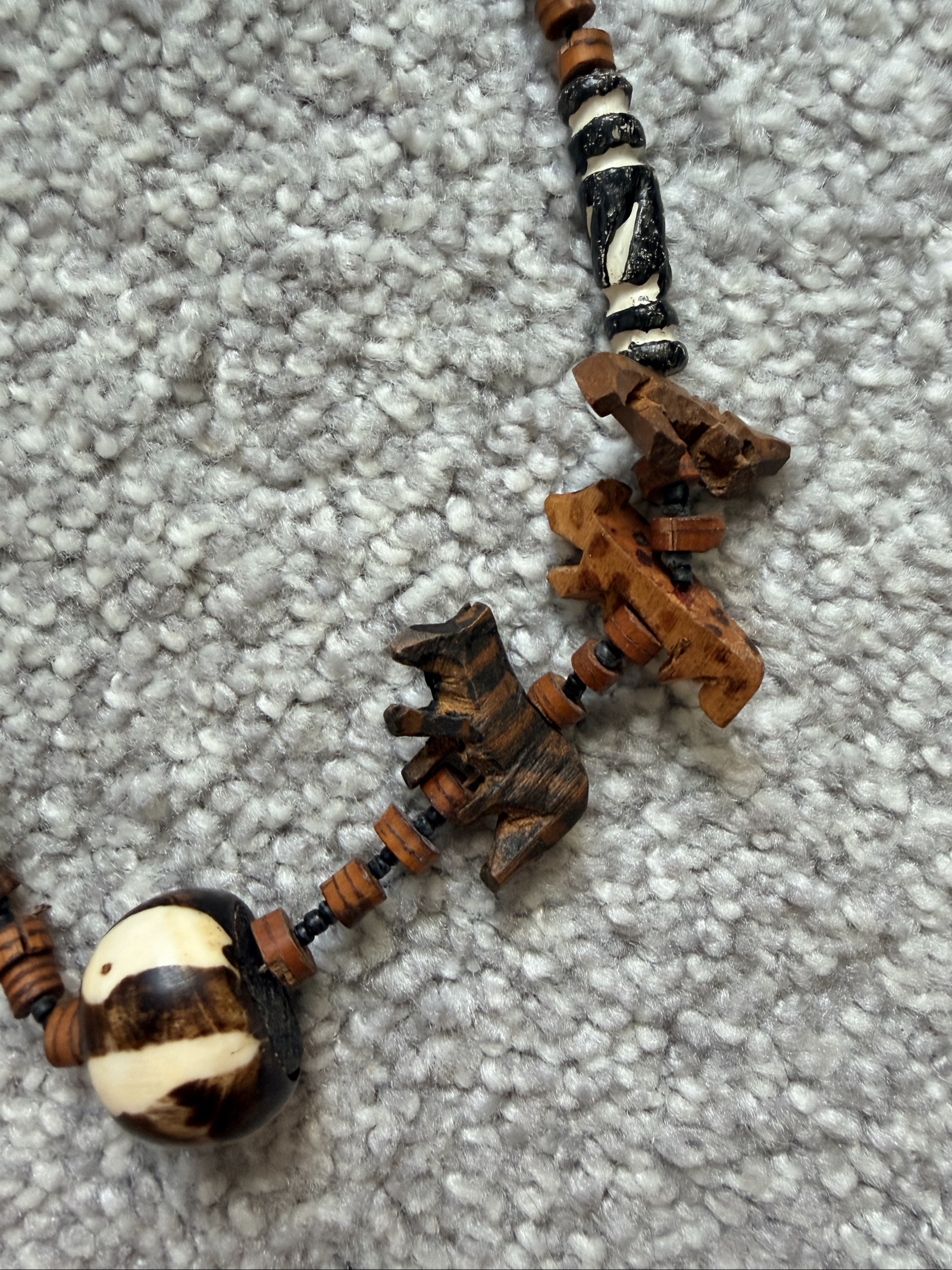 Handmade Brown & White Wooden Animal Necklace image 3
