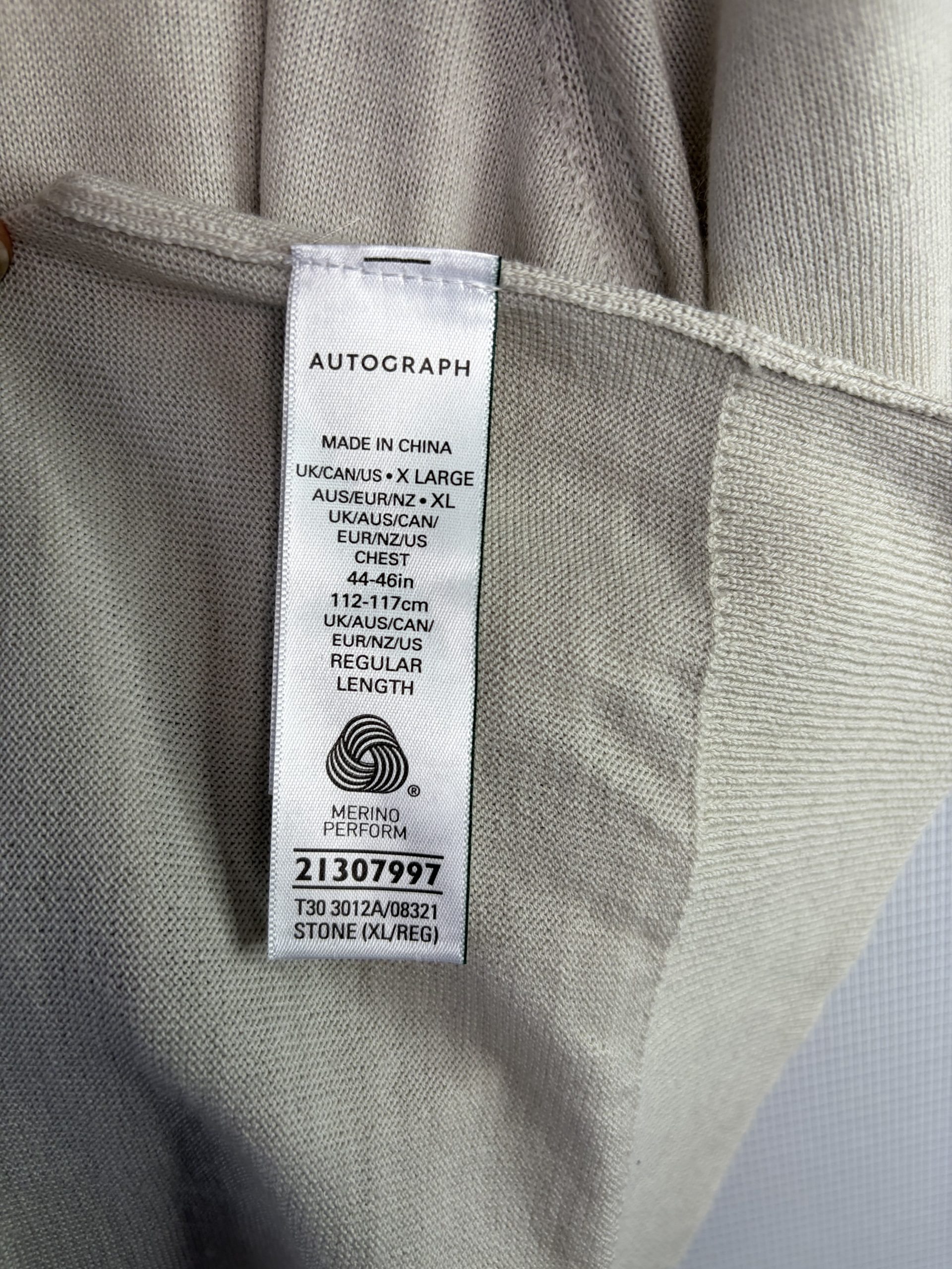 Autograph M&S Men's XL Merino Wool Knitted Polo Stone BNWT image 4