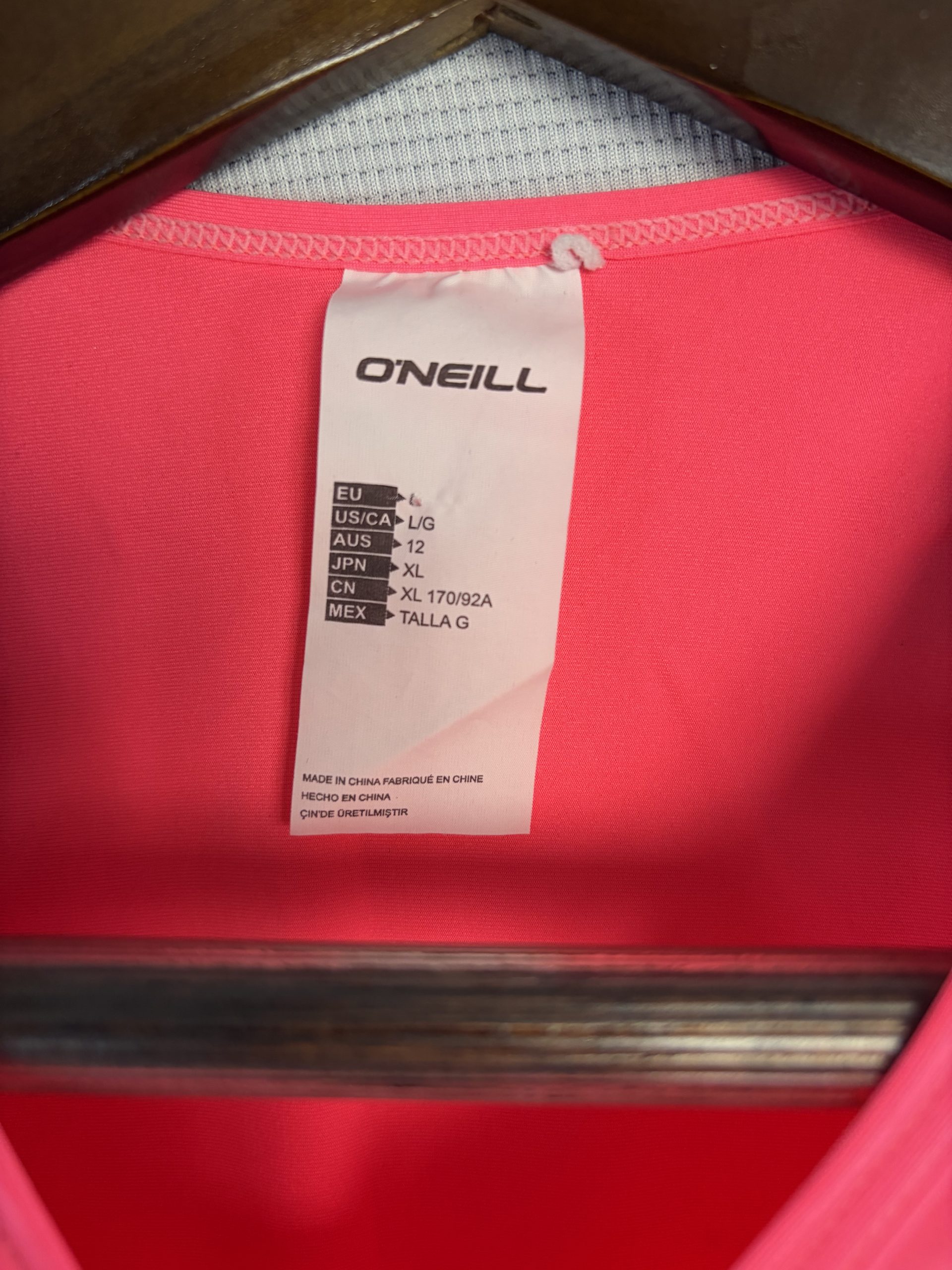 O'Neill Women's L Raglan Sleeve Rash Guard Swim Top Coral Pink Black UV Surf Top image 2