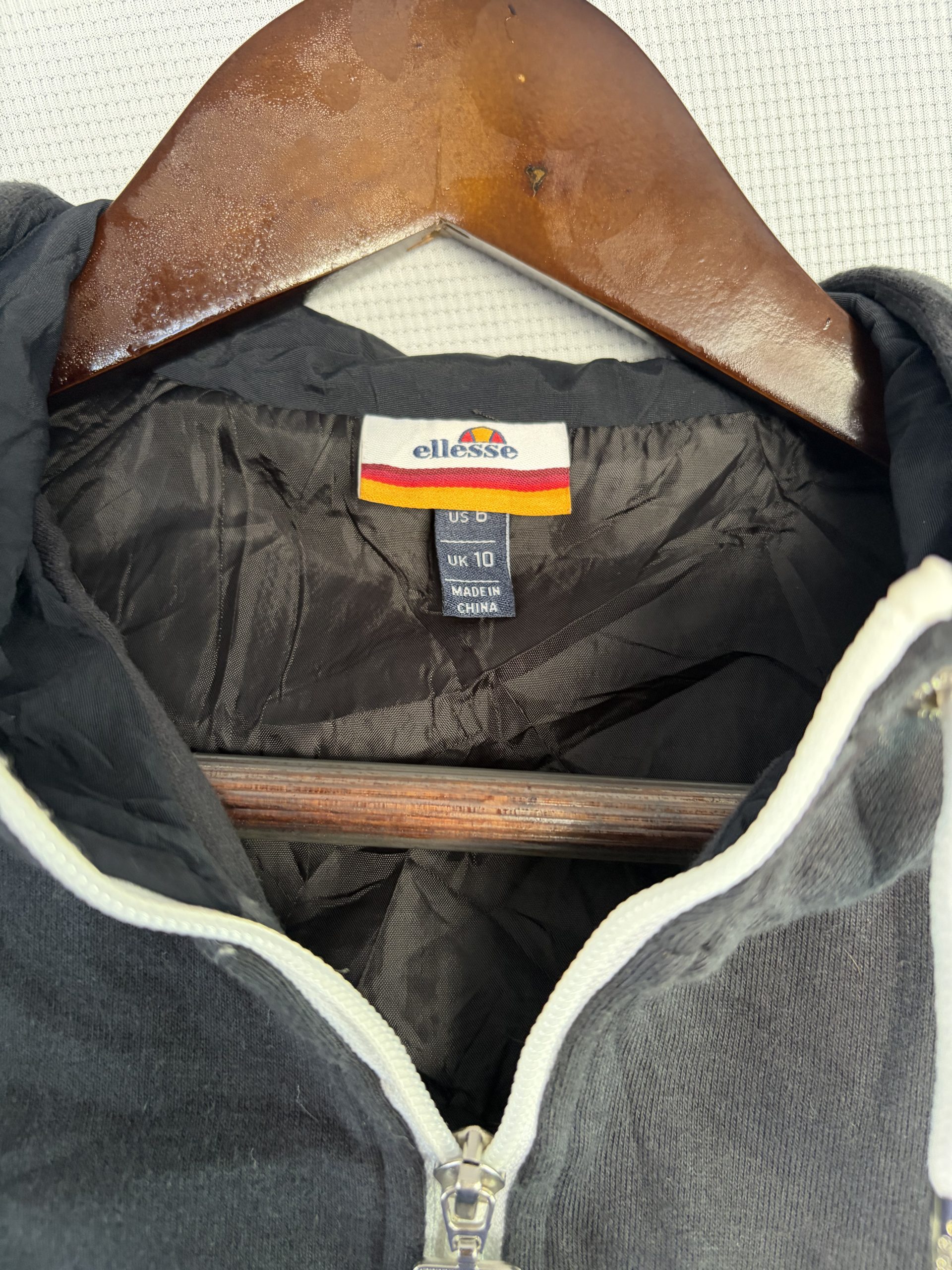 Ellesse Black & White Hooded Jacket UK 10