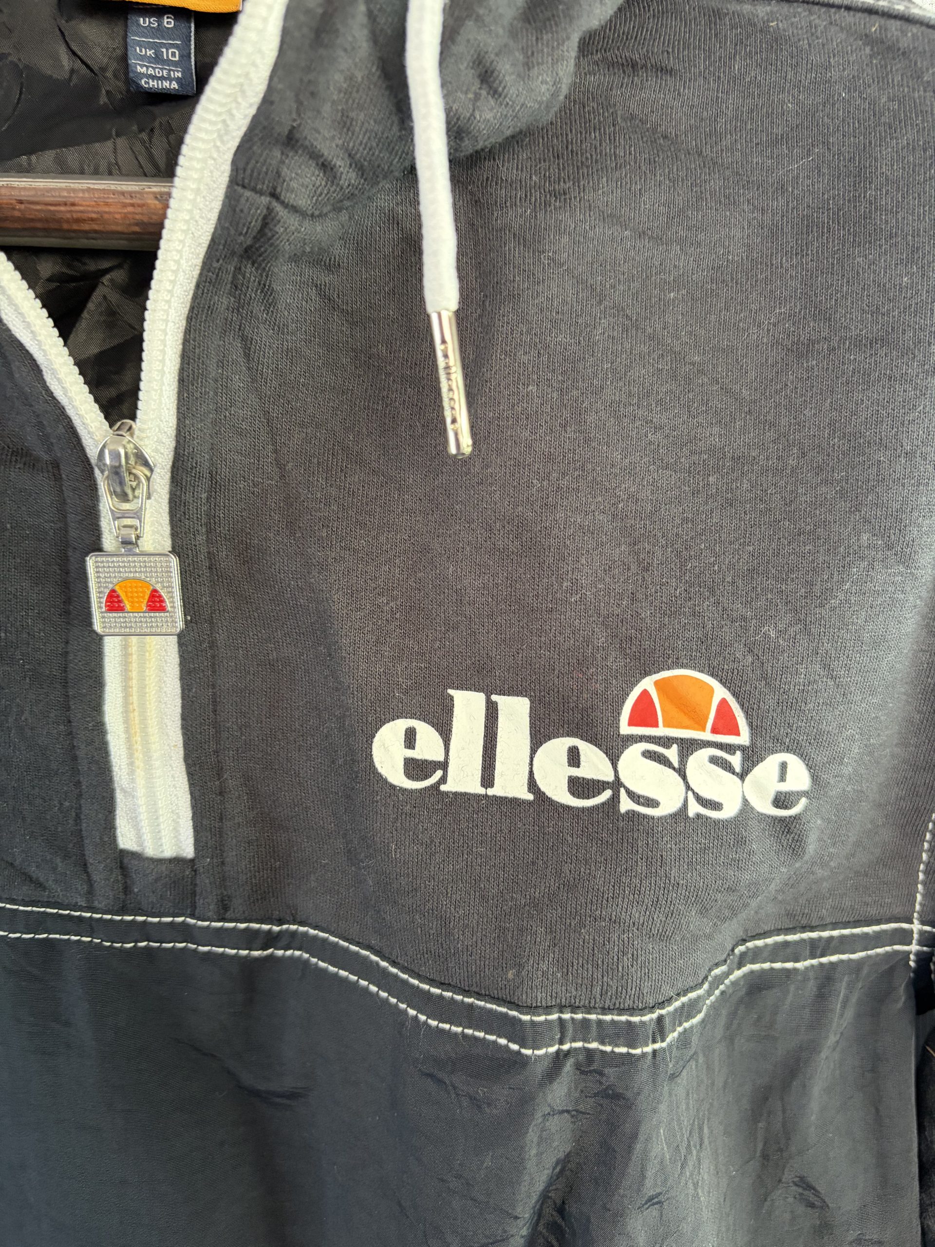 Ellesse Black & White Hooded Jacket UK 10 image 2