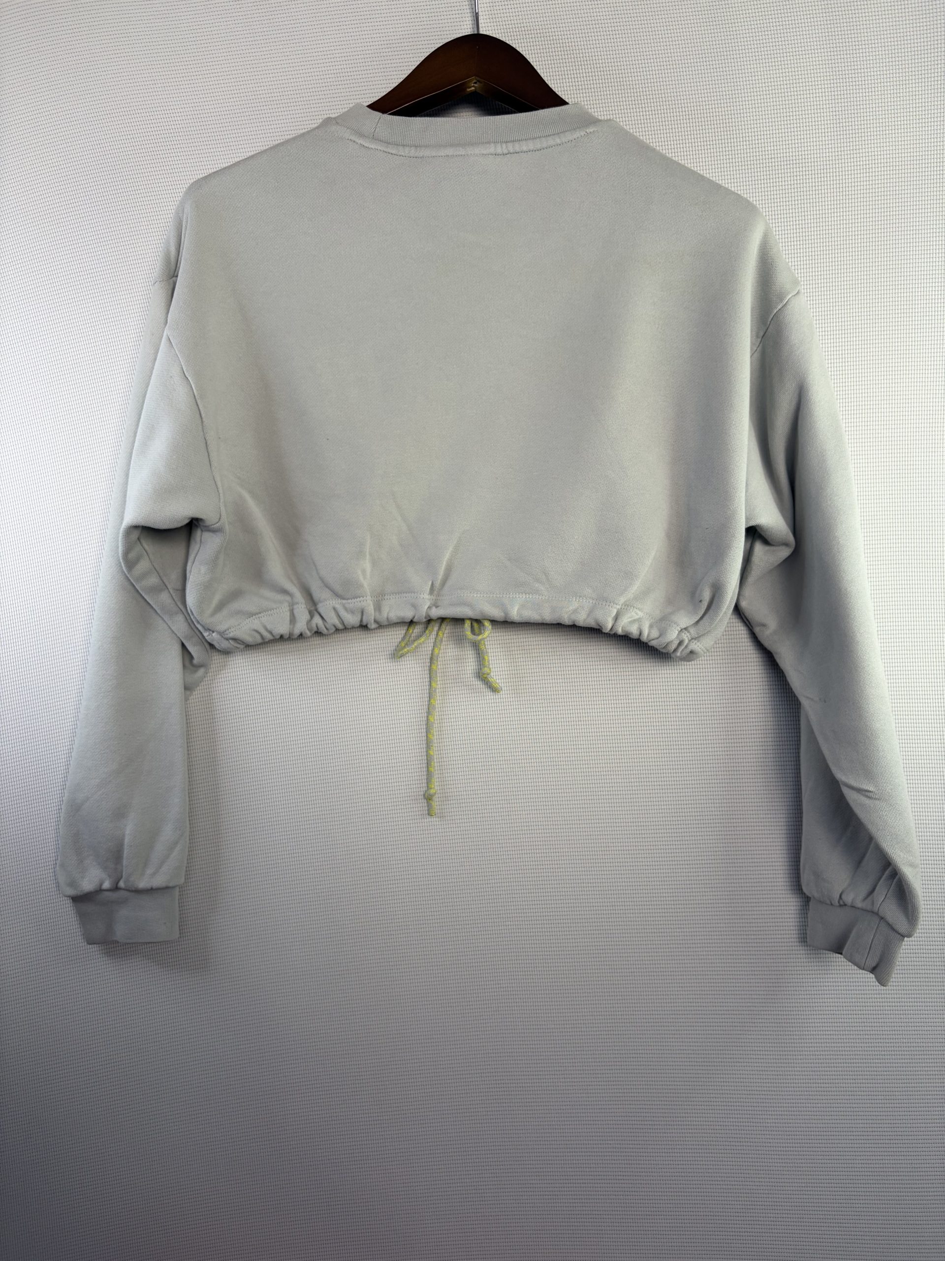 Adidas Originals Cropped Cotton Crew Sweatshirt Grey Utility Pocket Size XS Womens image 6