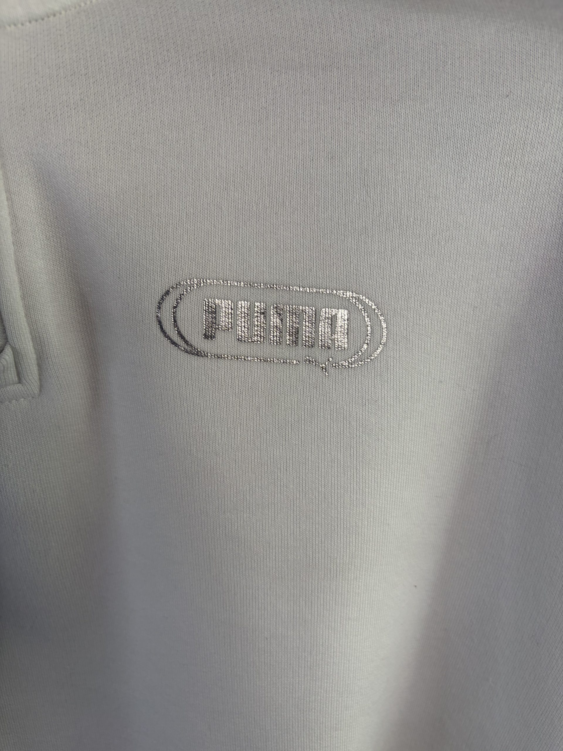 Puma Cropped Funnel Quarter Zip Sweatshirt White Snake Print Size L image 3