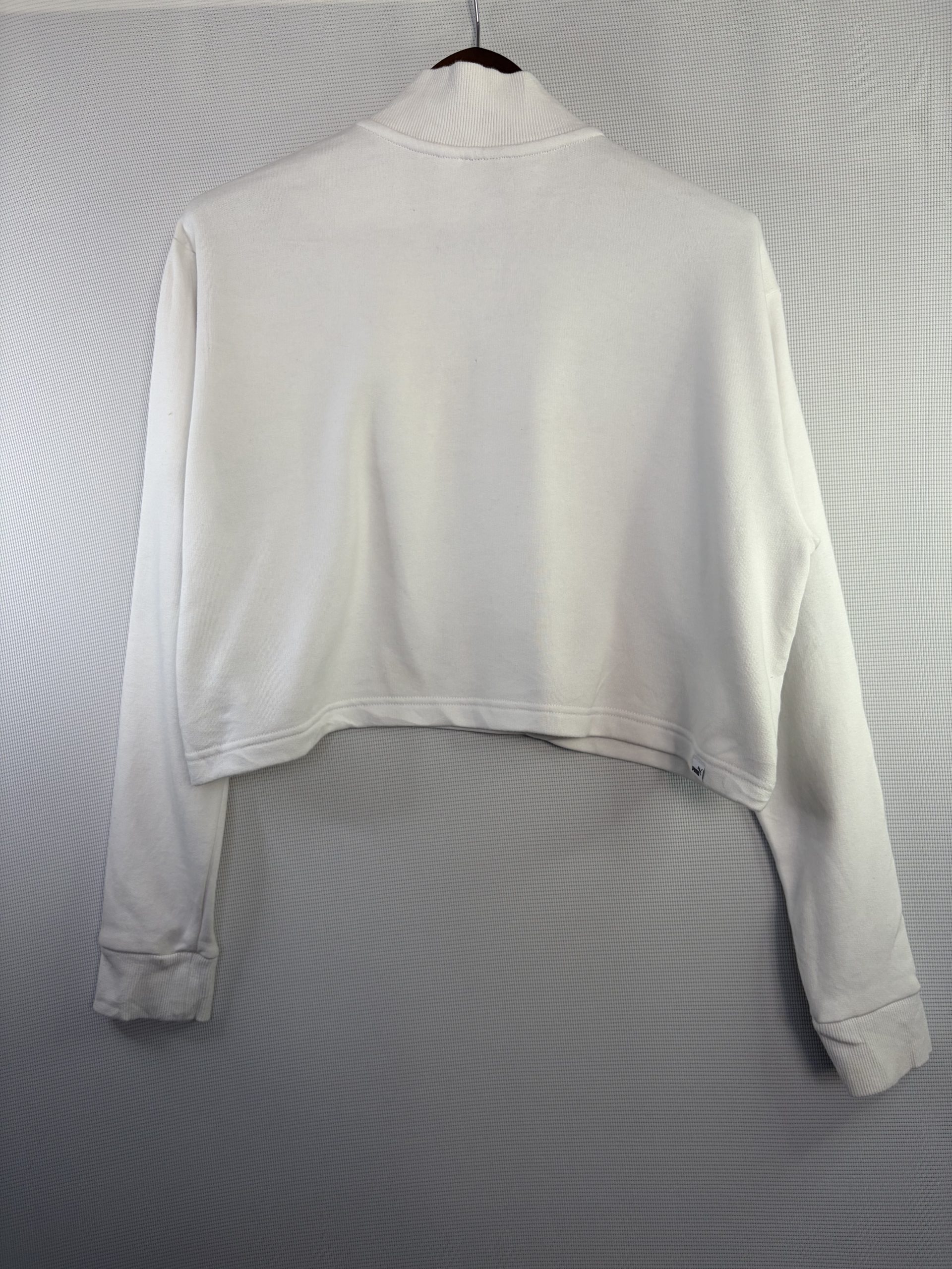 Puma Cropped Funnel Quarter Zip Sweatshirt White Snake Print Size L image 6