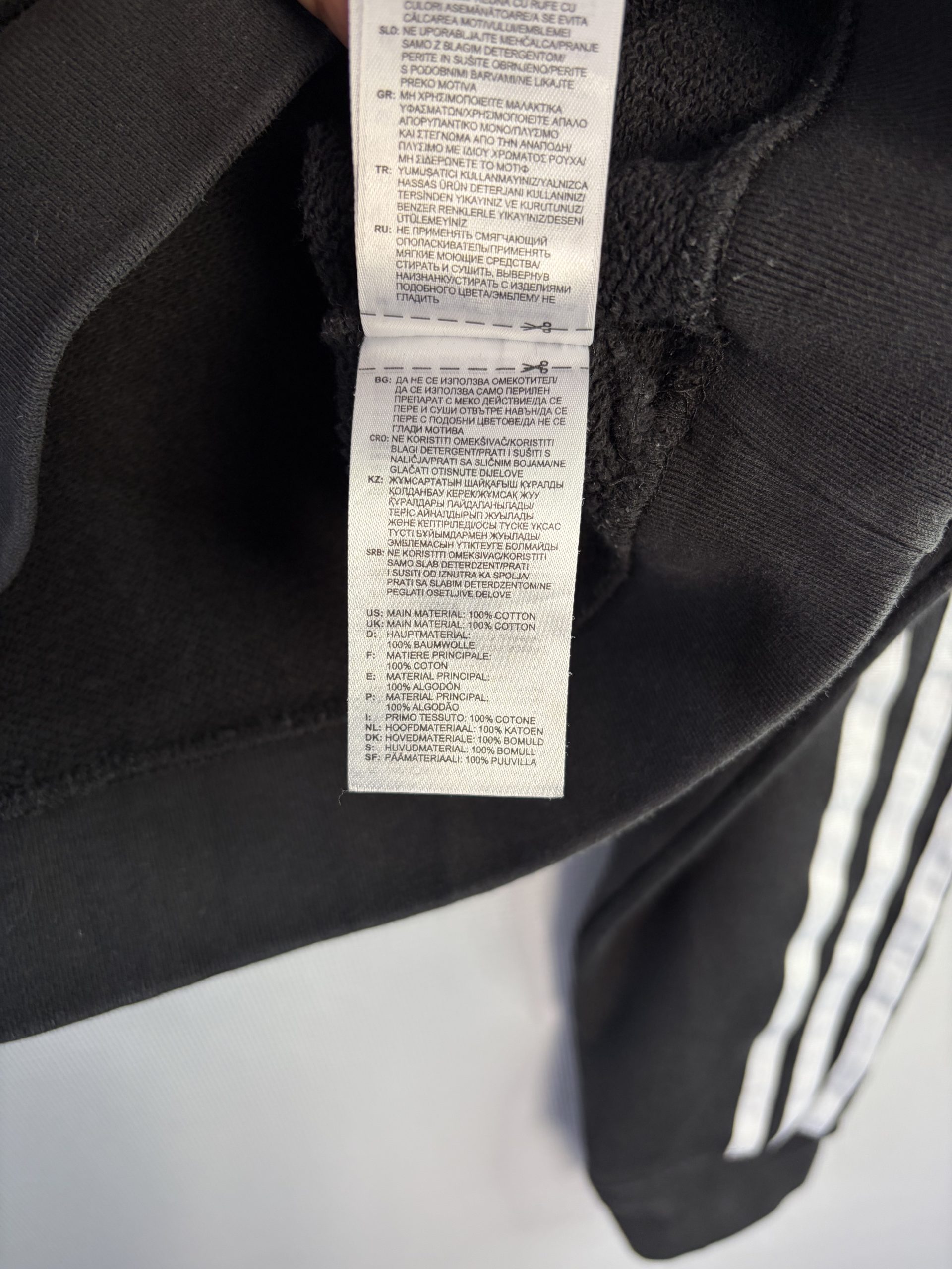 Adidas Originals Cropped Cotton Polyester Hoodie Black Trefoil 3 Stripes Size UK 8 Womens image 5