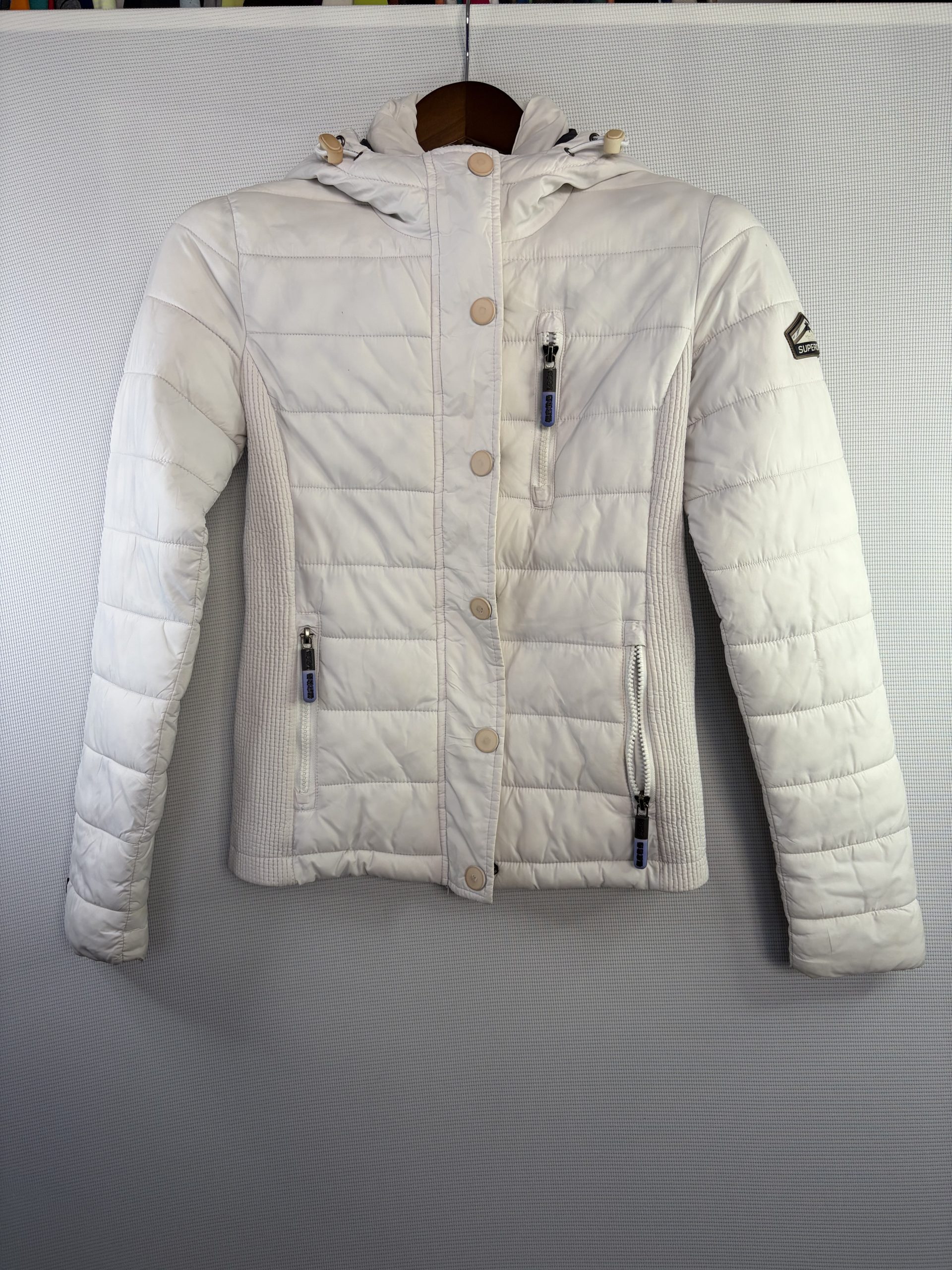 Superdry White Puffer Jacket Small Slim Fit