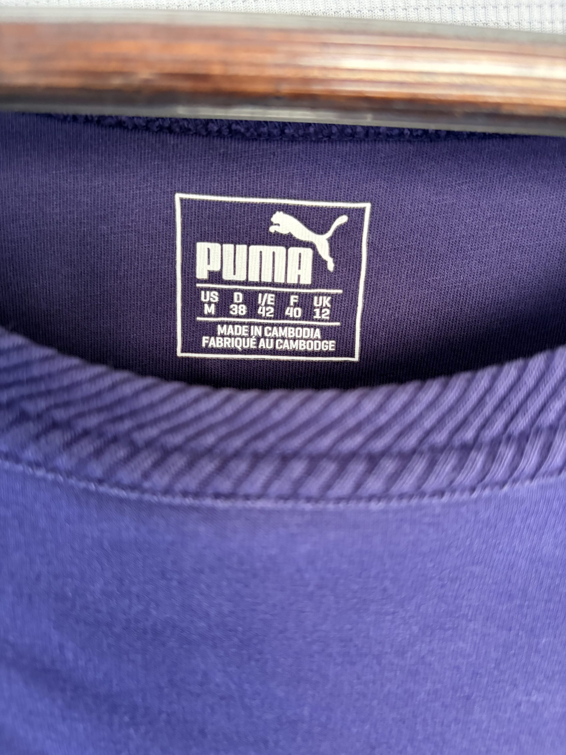Puma Spellout Crewneck Sweatshirt Purple Distressed Logo Size UK 12 image 2