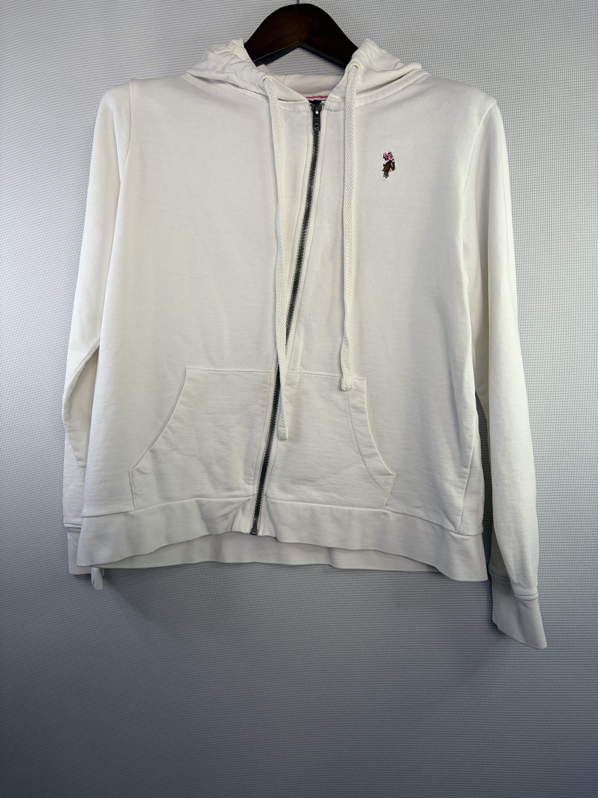 U.S. Polo Assn. White Zip-up Hoodie Medium 100% Cotton