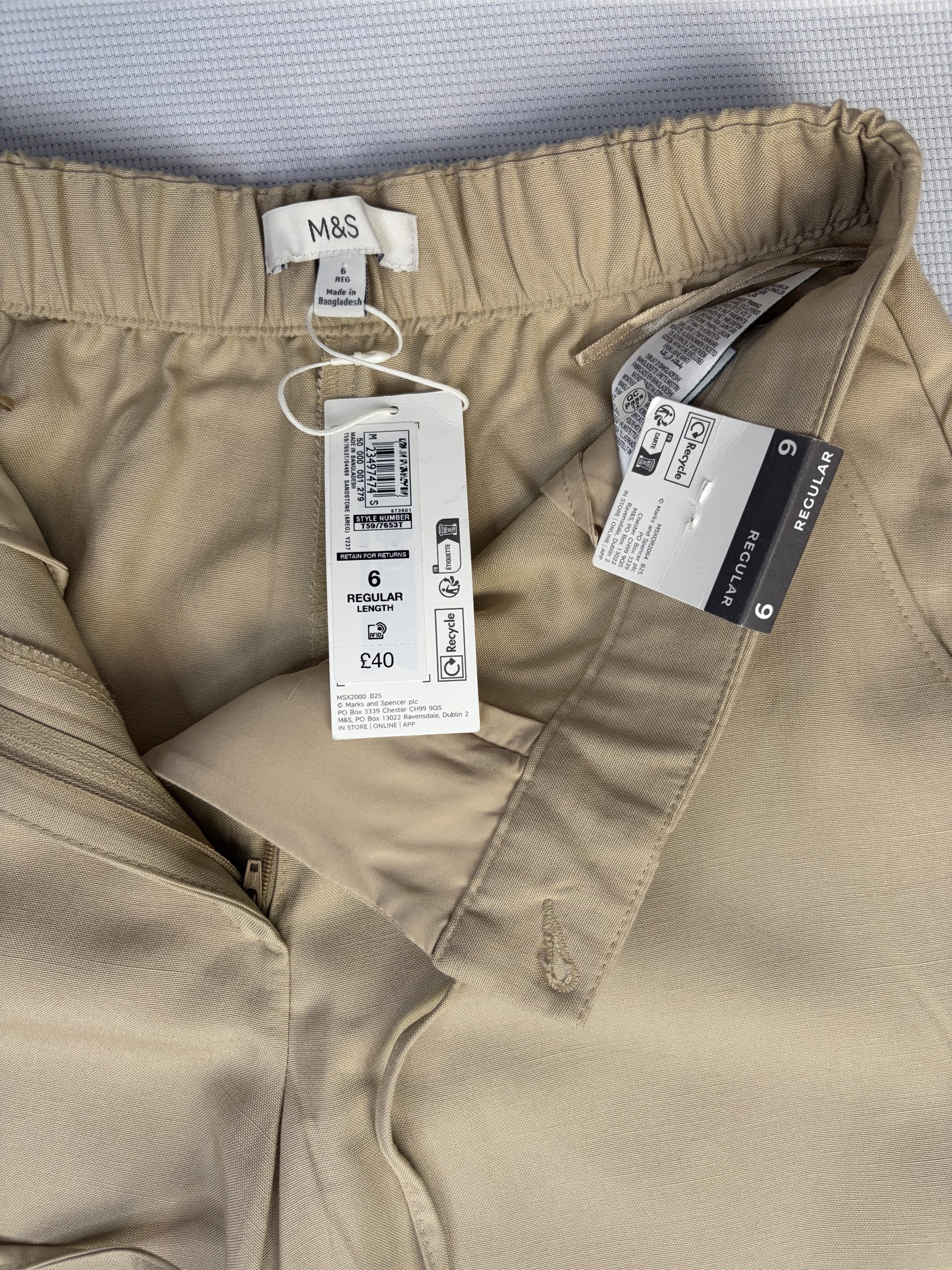 M&S Women's UK 6 Wide Leg Trousers Sandstone Linen Blend BNWT image 2