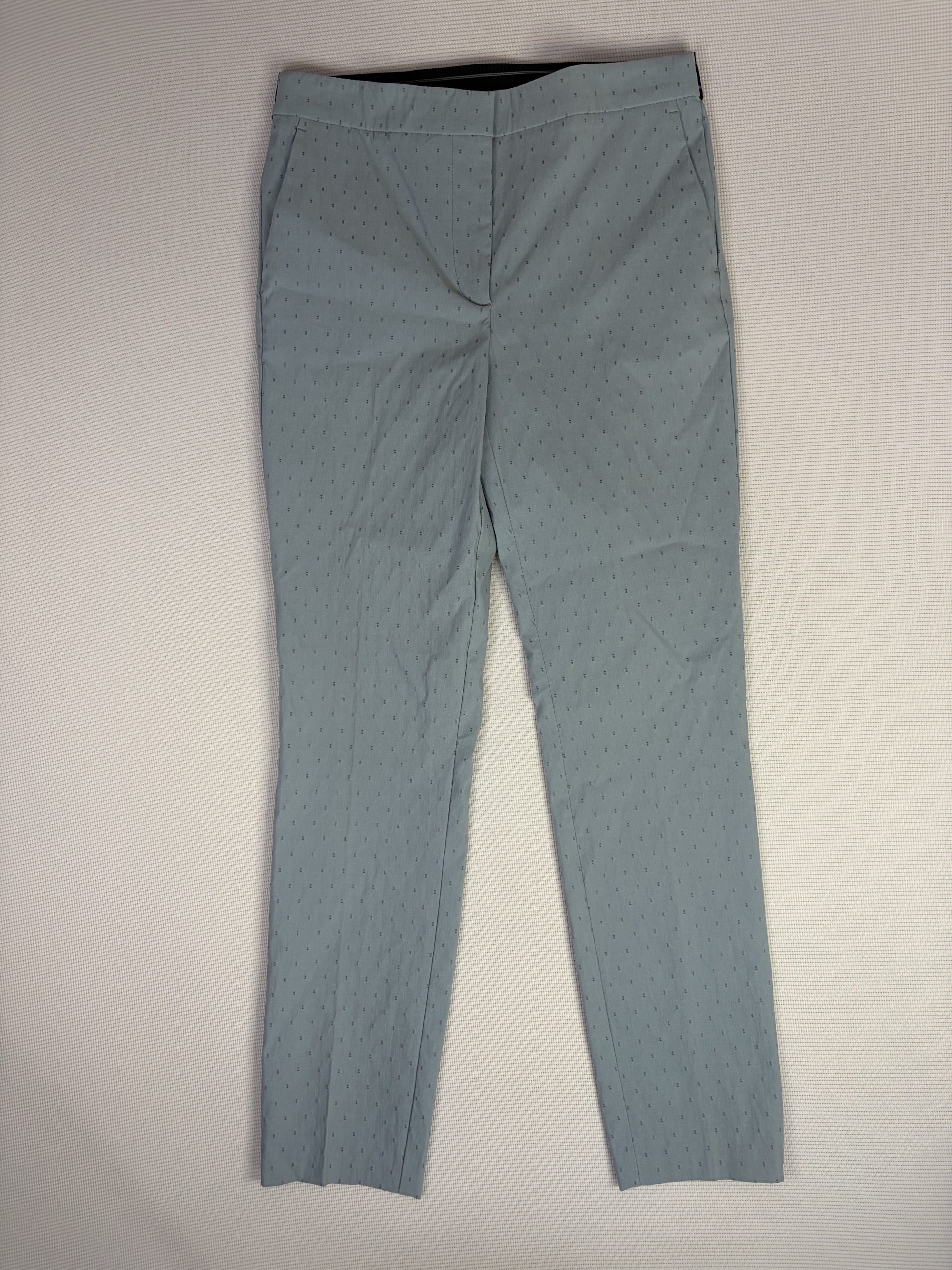 Zara Basic Women's M Tailored Trousers Jacquard Detail Light Blue Dot Print Elasticated Waist