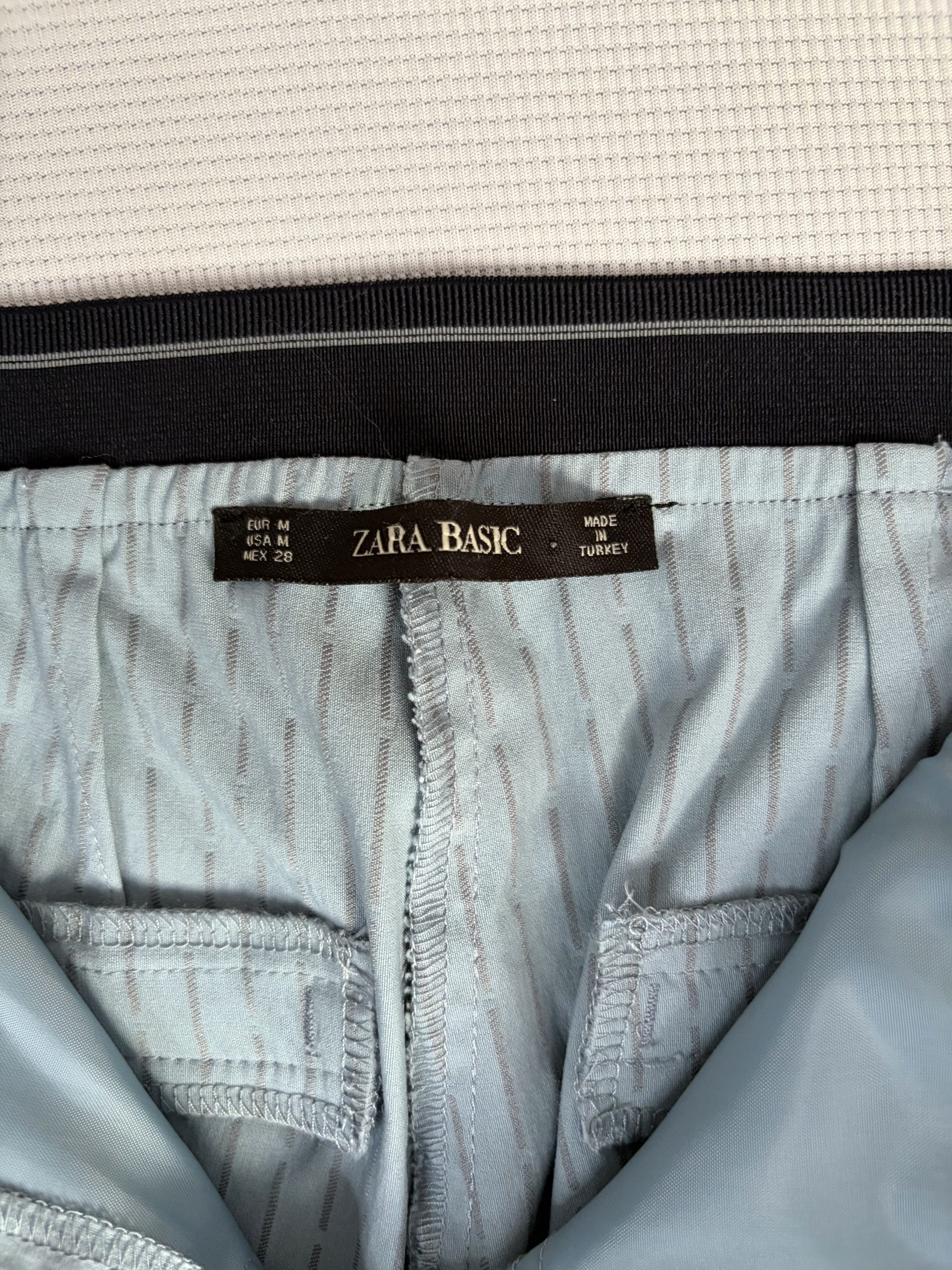 Zara Basic Women's M Tailored Trousers Jacquard Detail Light Blue Dot Print Elasticated Waist image 3