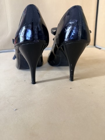 Black Patent Leather Mary Jane Heels UK 8