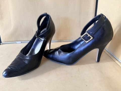 Miss Black Ankle Strap High Heel Shoes UK 5