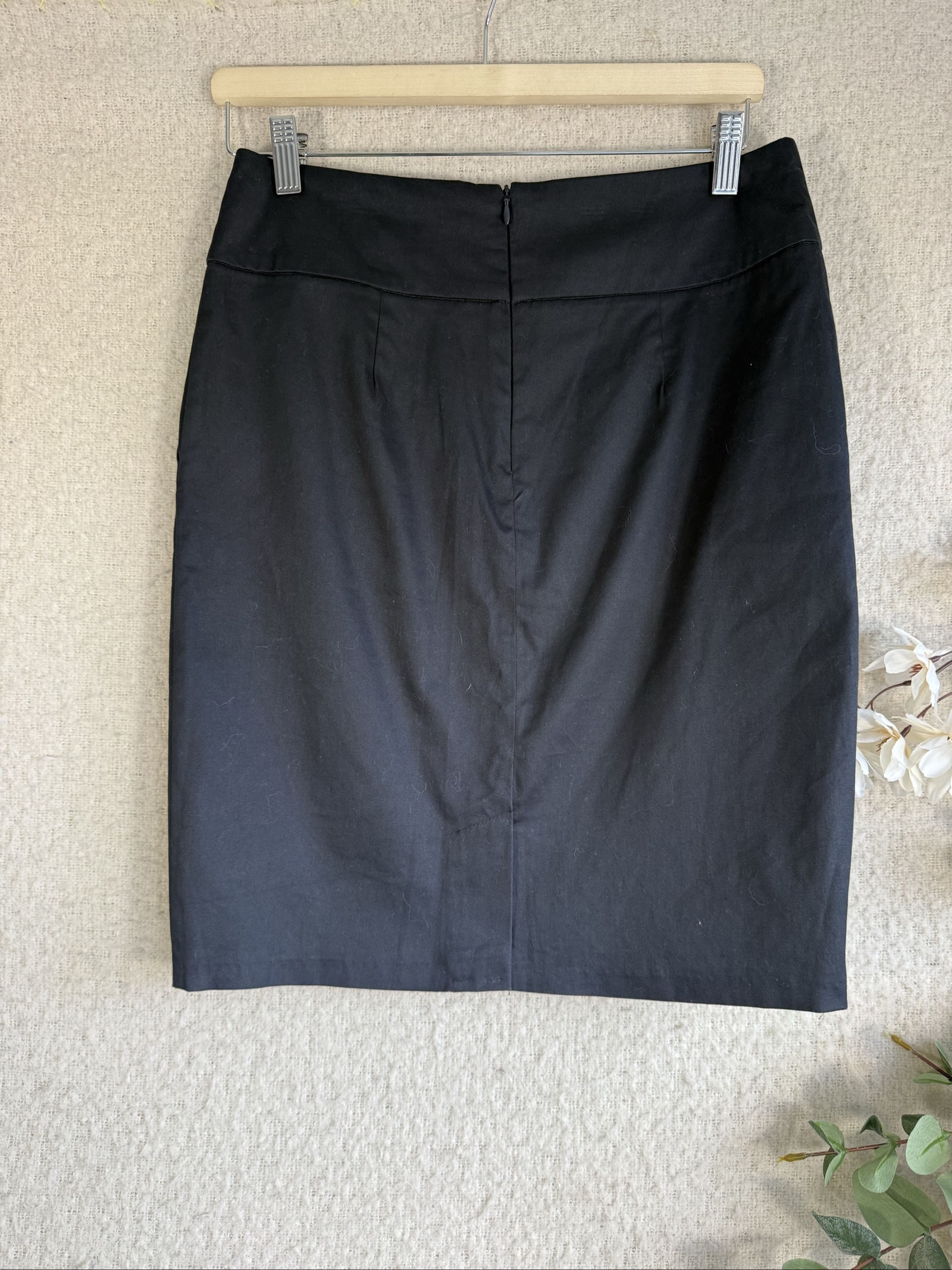 BAF Black Cotton Pencil Skirt UK 16 Classic Workwear Office Chic image 4