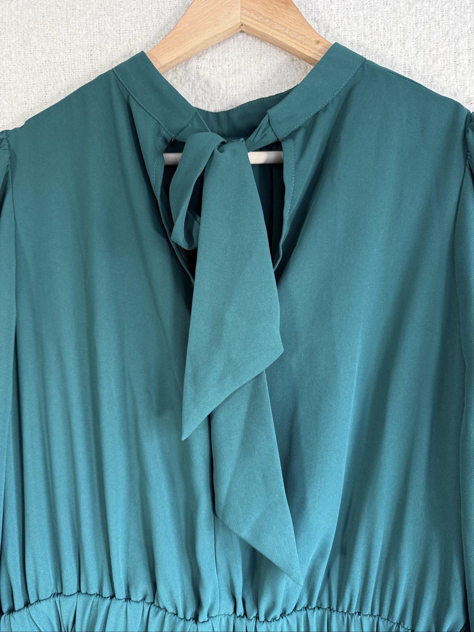 Friends Like These Dark Green Long Sleeve Midi Dress UK 16 Tie Back Elegant image 5