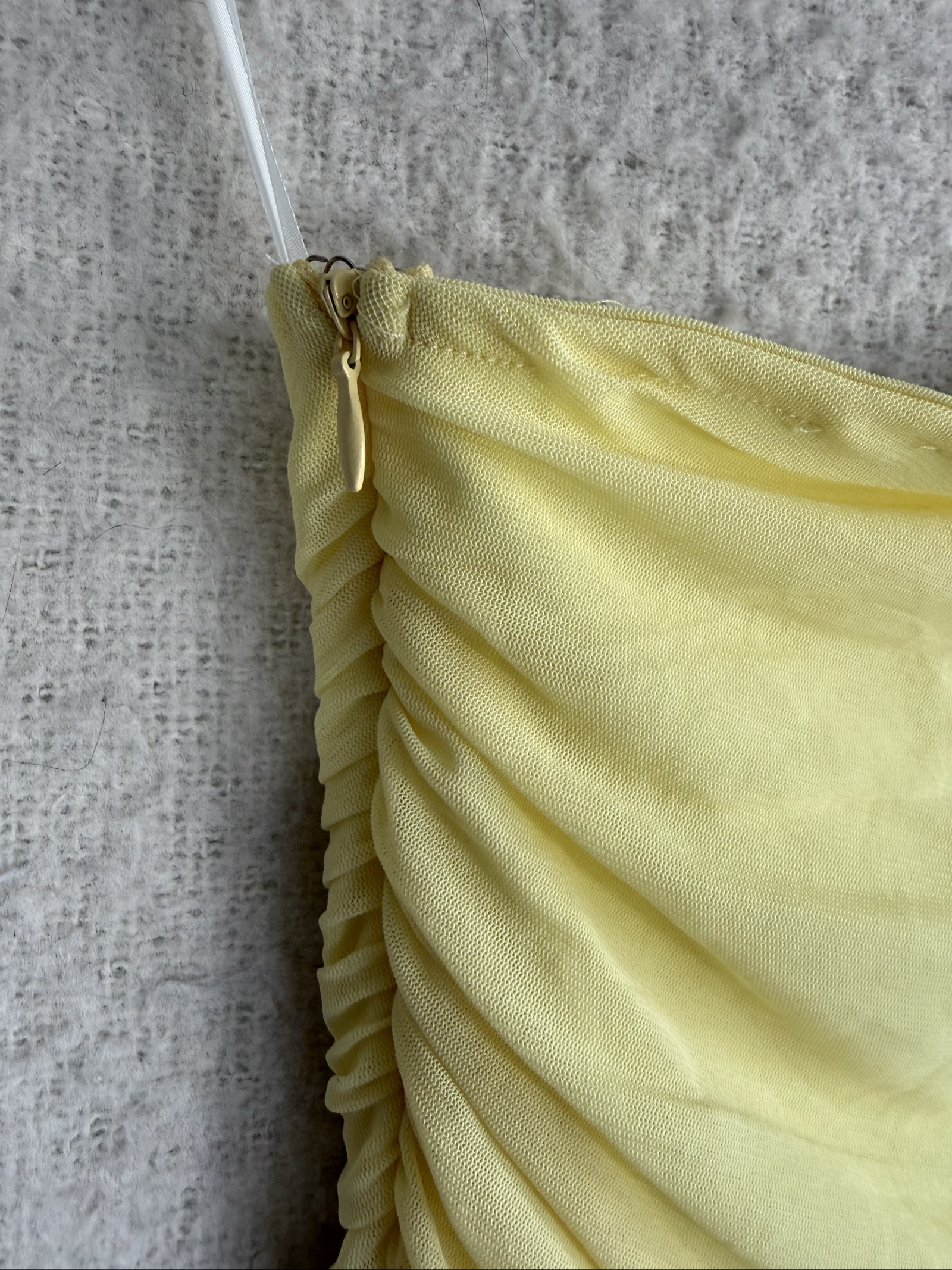 Shein Yellow Ruched One Shoulder Mini Dress Medium Made in China image 5