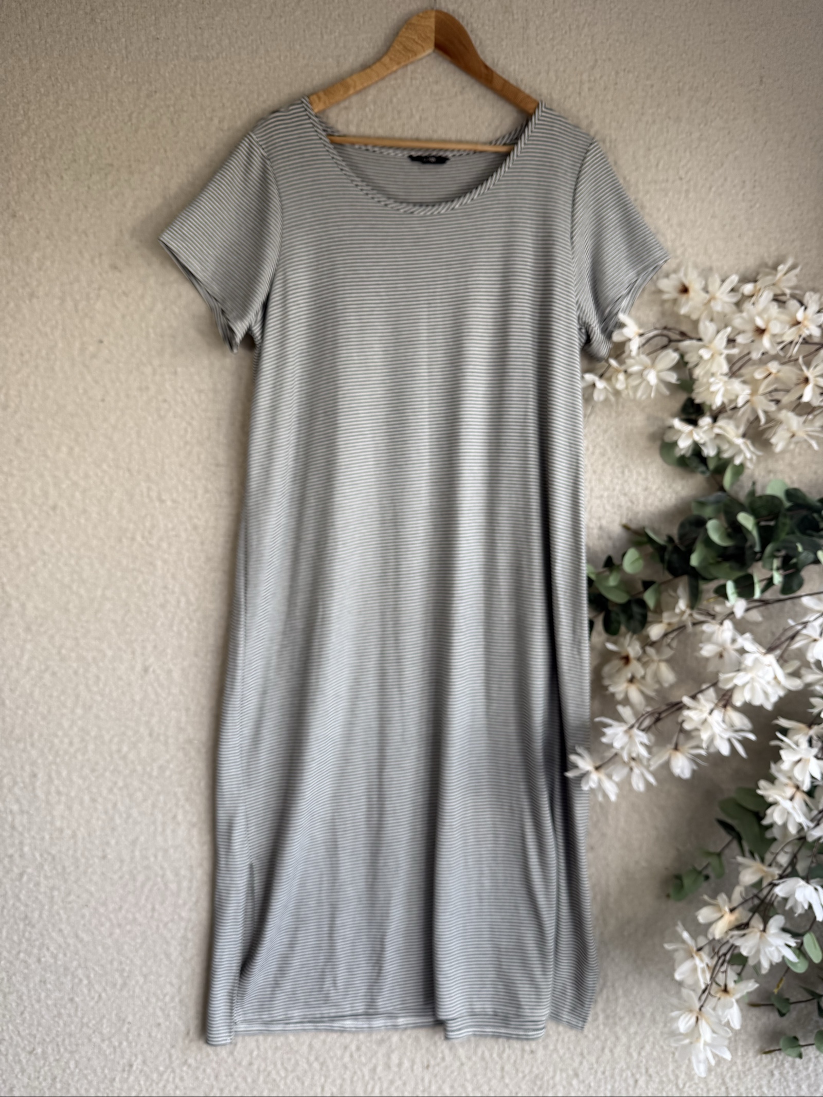 George Black & White Striped Casual Dress UK 20 Comfortable Everyday