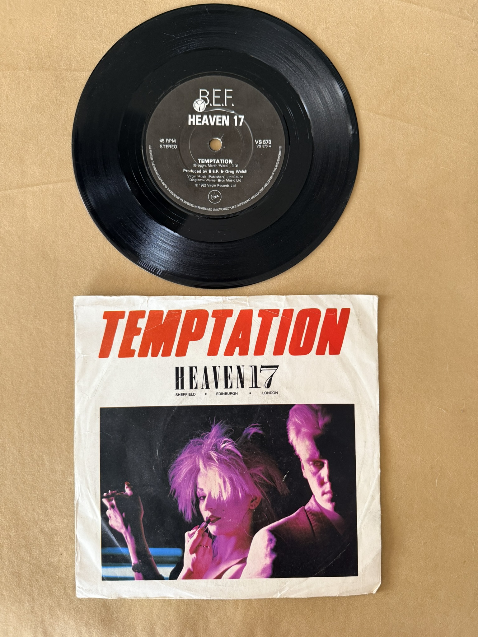 Heaven 17 Black Vinyl Single Temptation / We Live So Fast