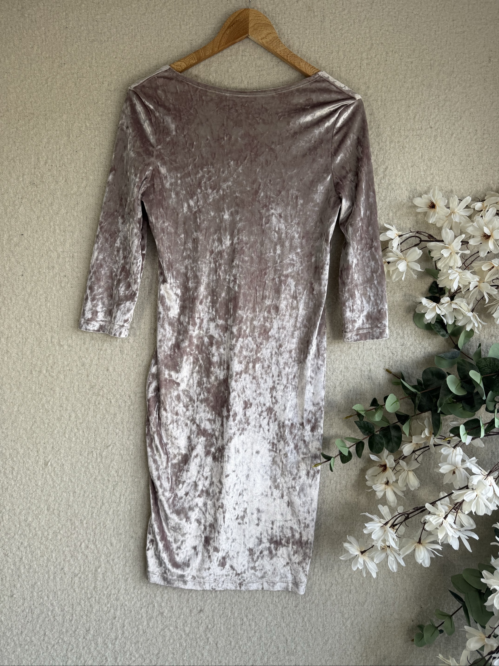 Atmosphere Mauve Velvet Bodycon Dress UK 14 Soft Crushed Velvet Midi Dress