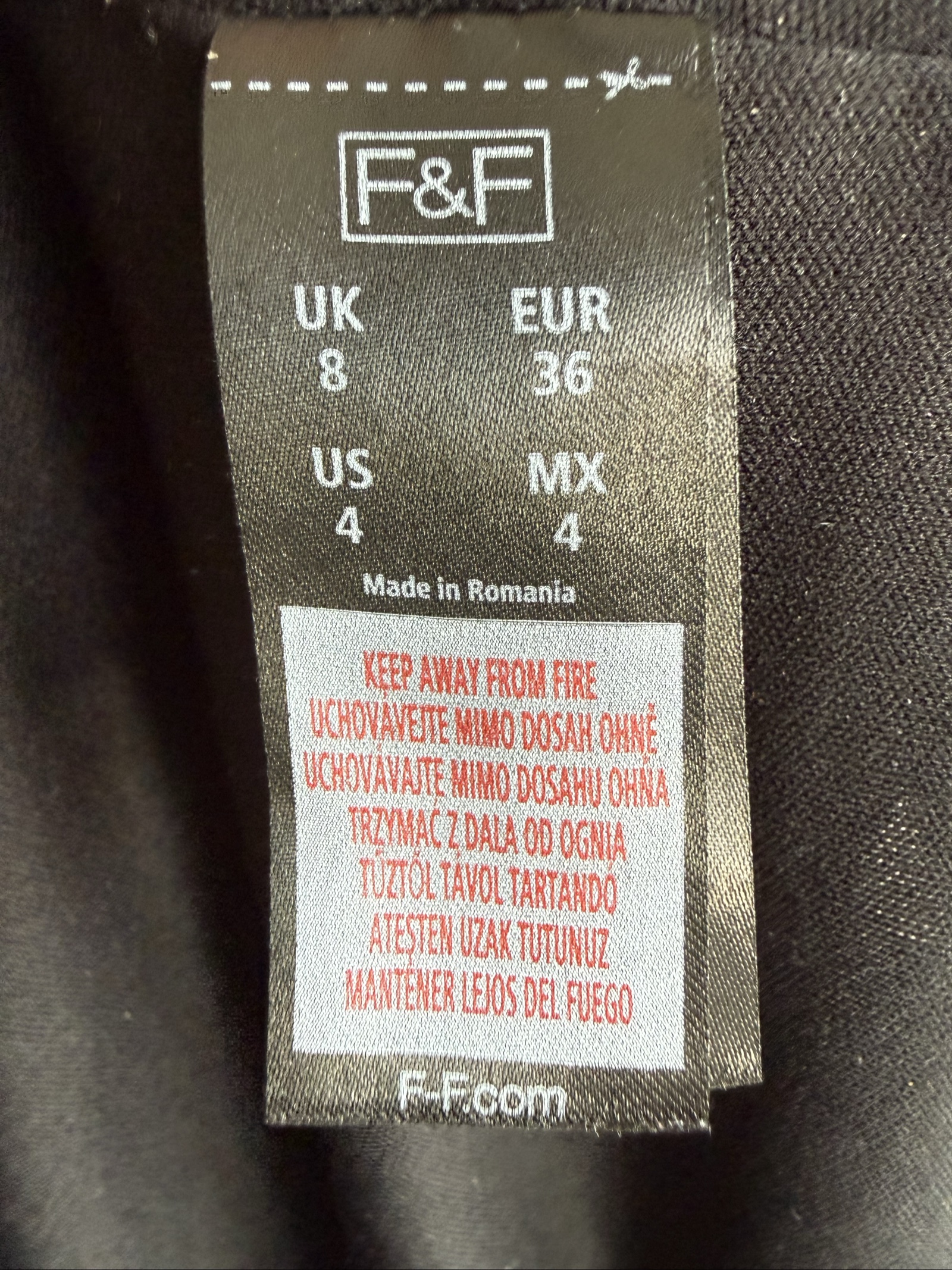 F&F Black Long Sleeve Midi Dress UK 8 Elegant Elastic Waist Detail image 5